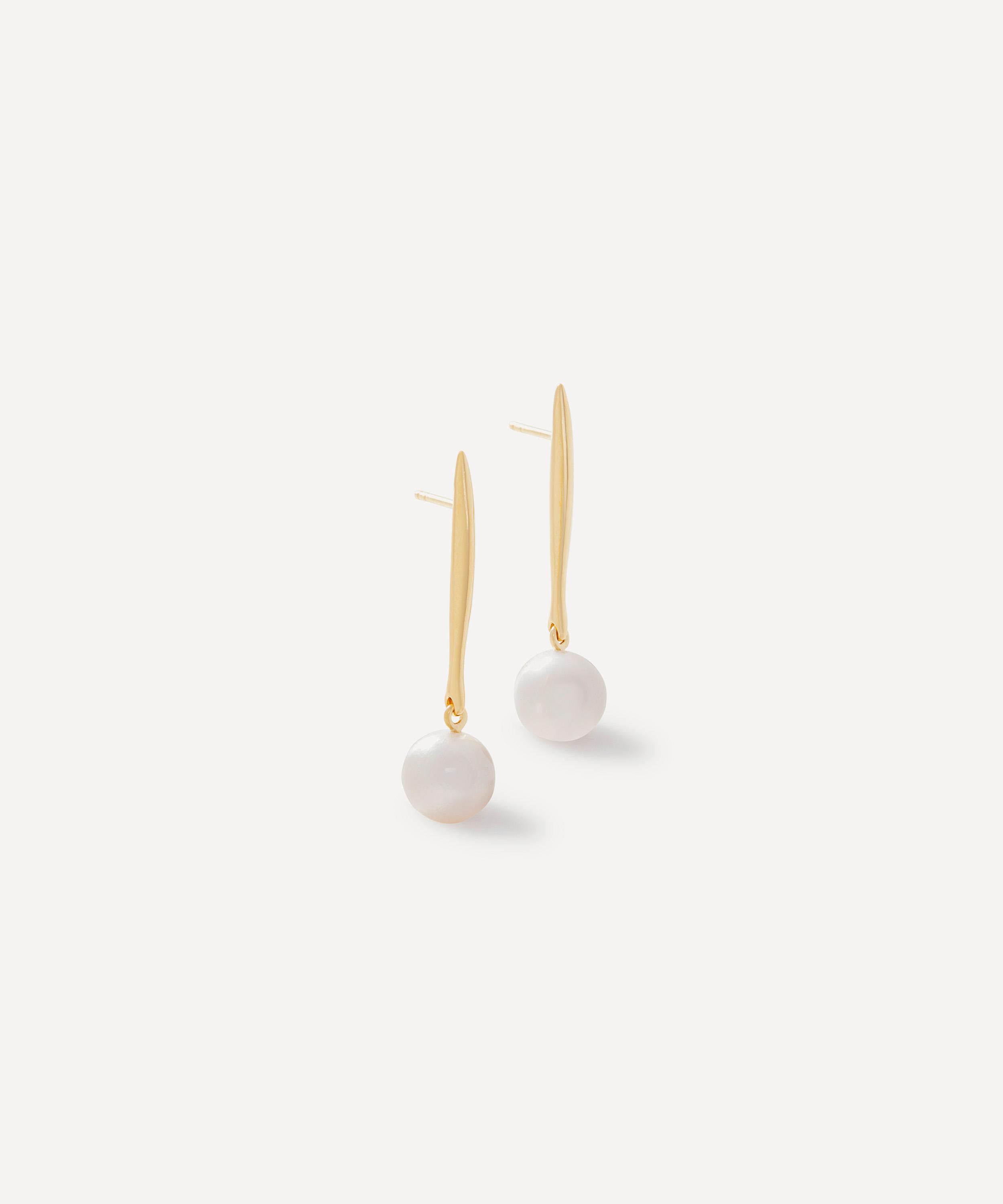 Monica Vinader - 18ct Gold-Plated Vermeil Silver Nura Round Pearl Hoop Earrings image number 0