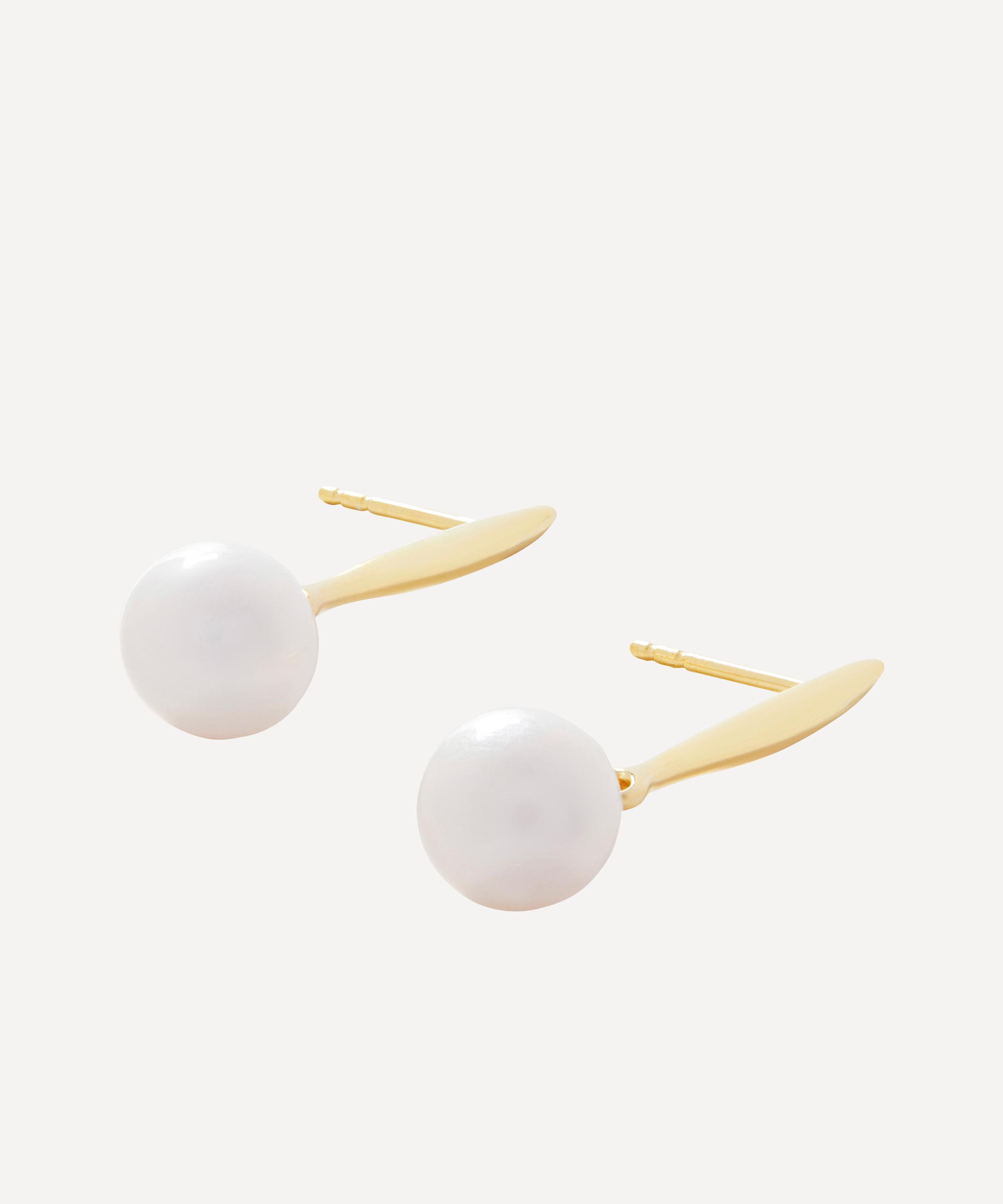 Monica Vinader - 18ct Gold-Plated Vermeil Silver Nura Round Pearl Hoop Earrings image number 2