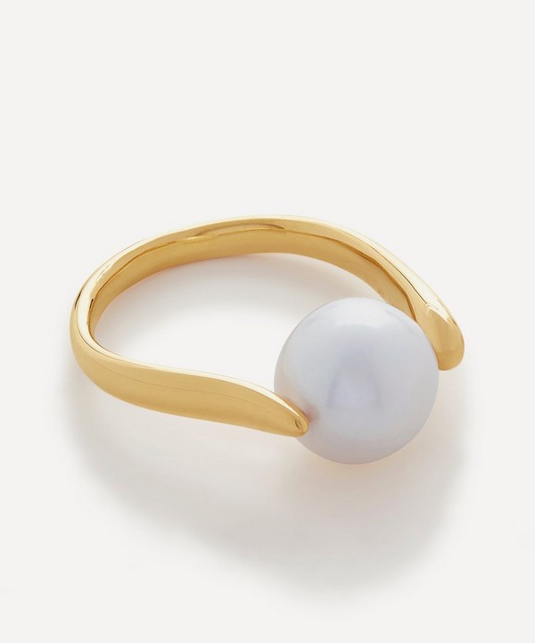 Monica Vinader - 18ct Gold-Plated Vermeil Silver Nura Round Pearl Ring image number null