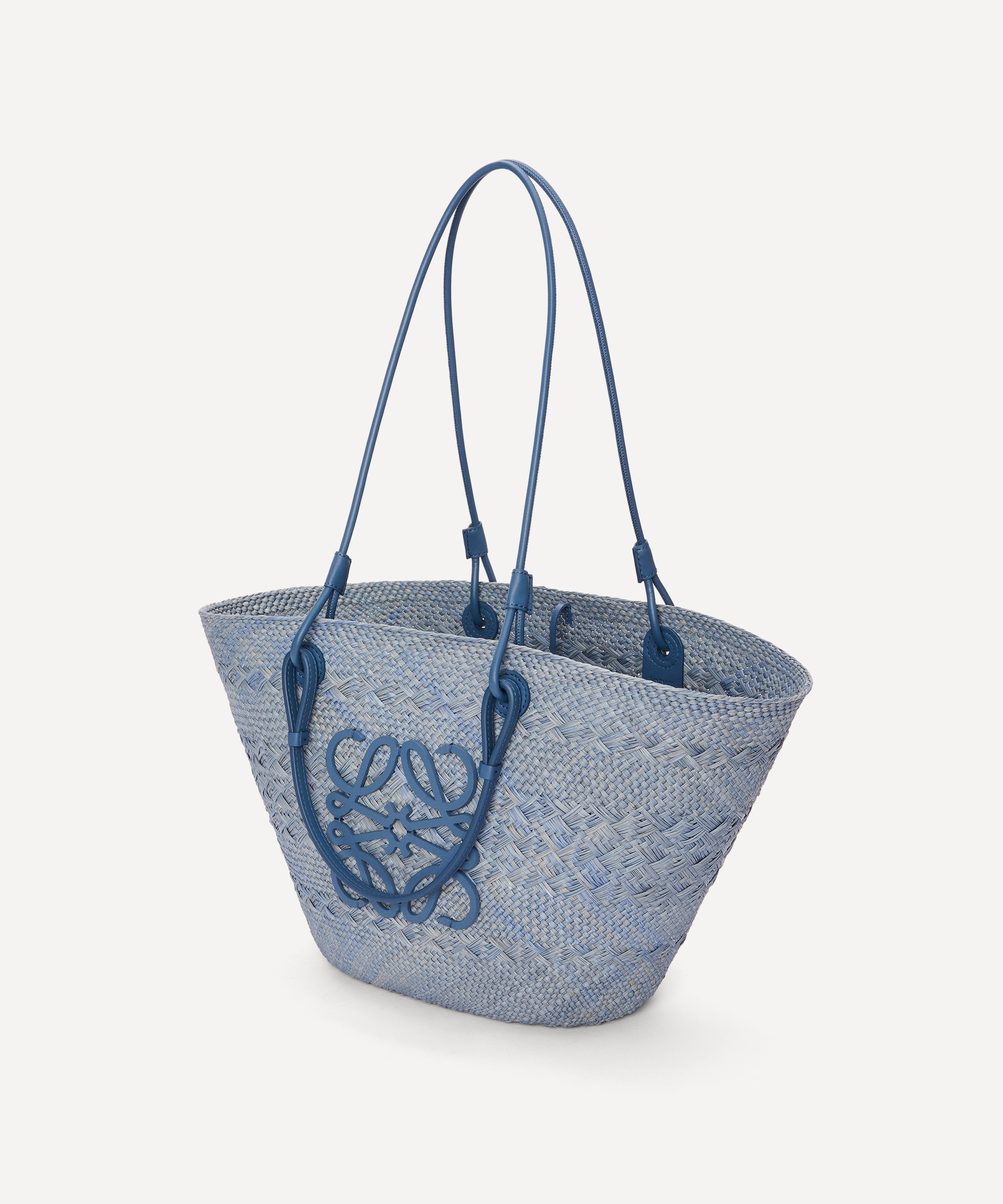 Loewe X Paula's Ibiza Small Palm Leaf Basket Tote Bag in Blue