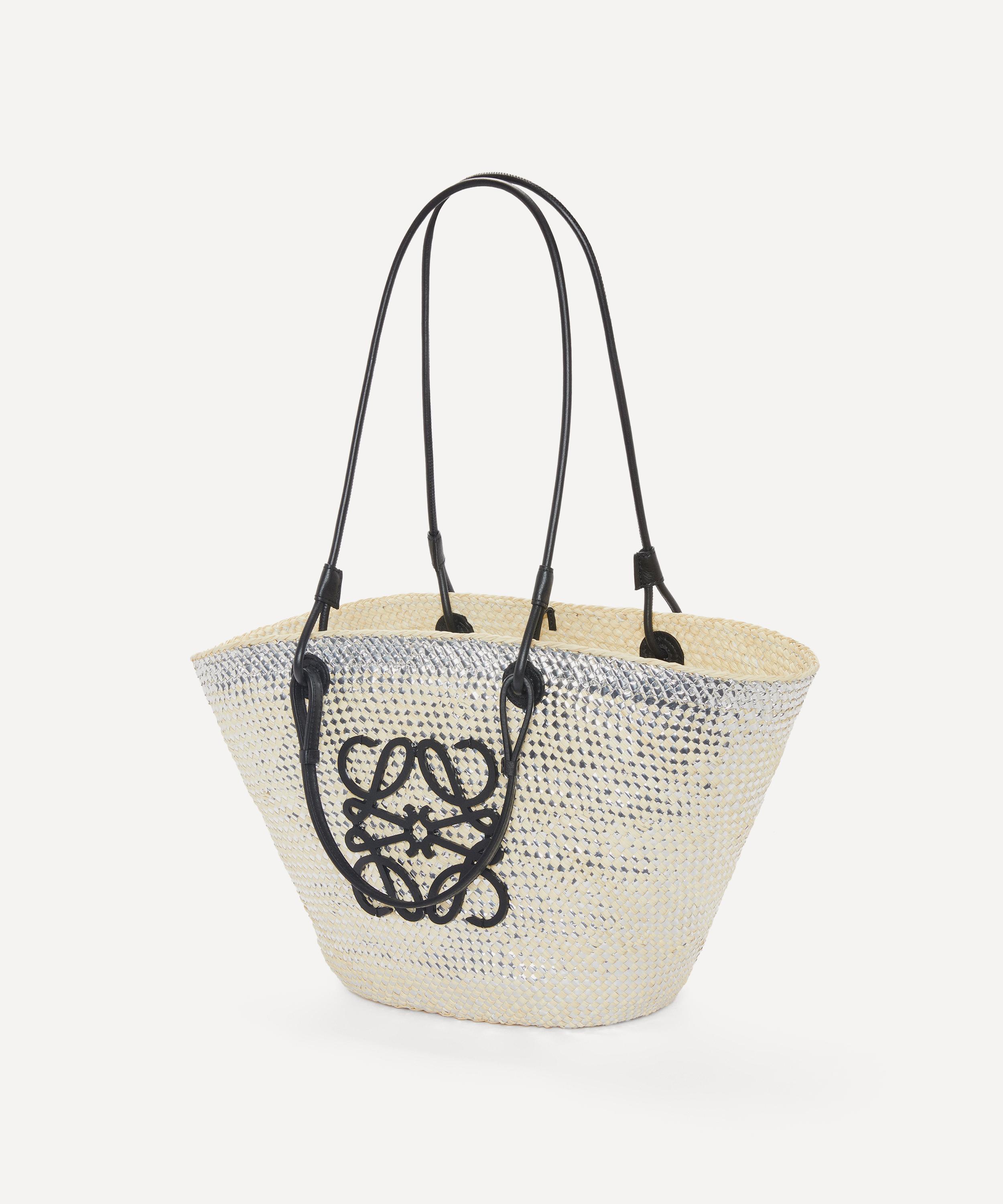 Loewe Anagram Basket Bag In Iraca Palm And Calfskin Medium