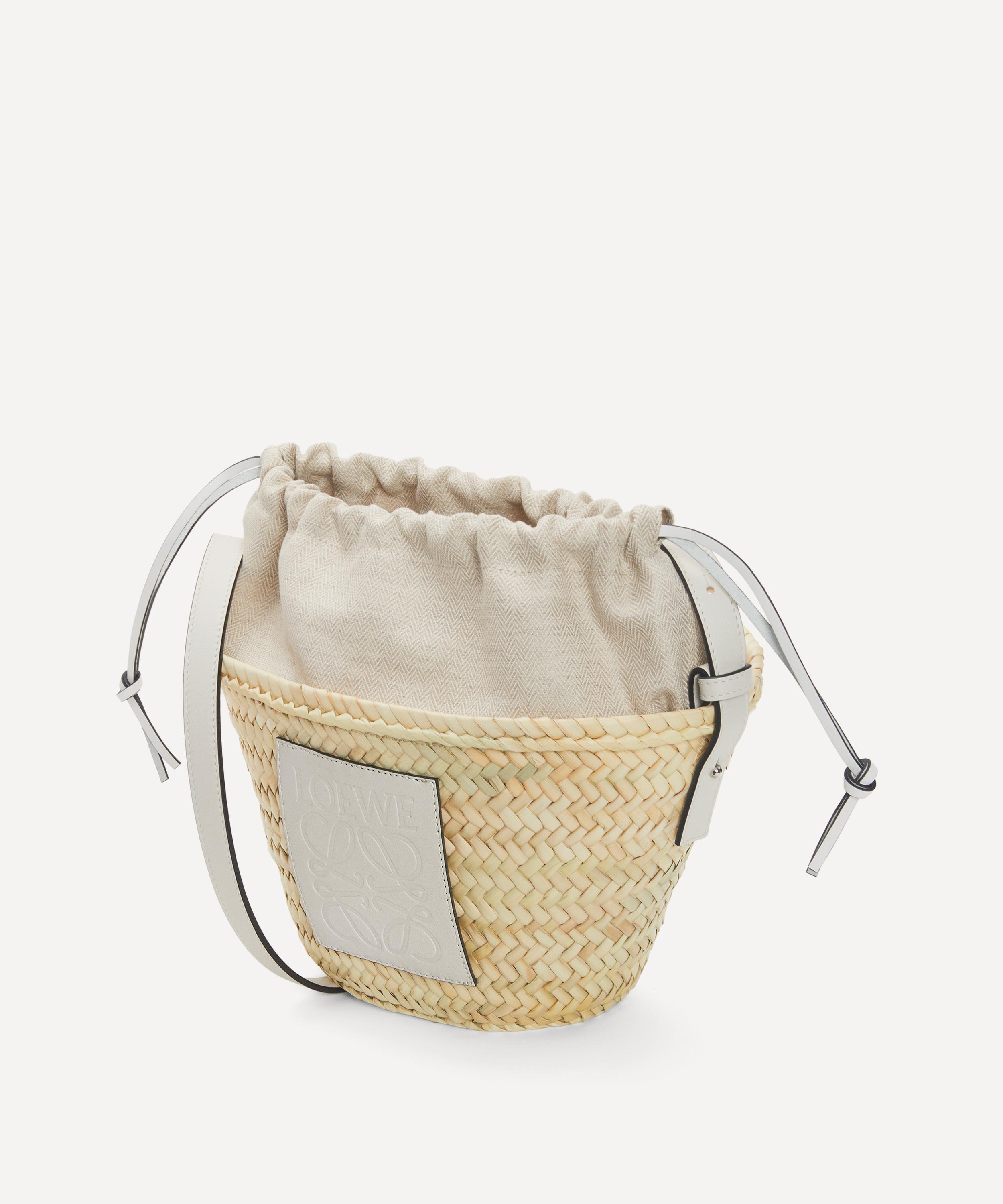 Shop LOEWE LOEWE x Paula's Ibiza Raffia & Leather Bucket Bag