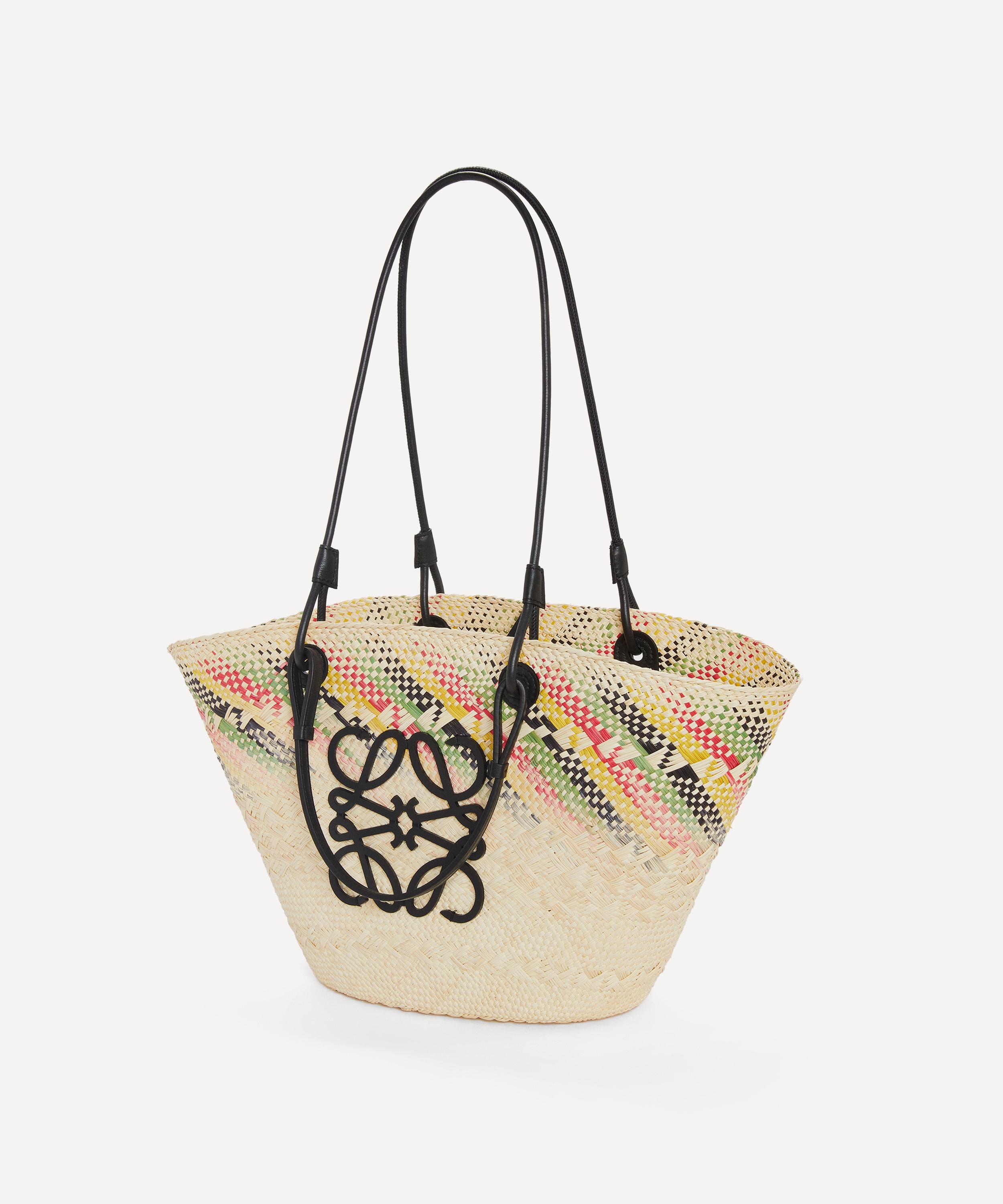 Loewe Anagram Basket Bag In Iraca Palm And Calfskin Medium