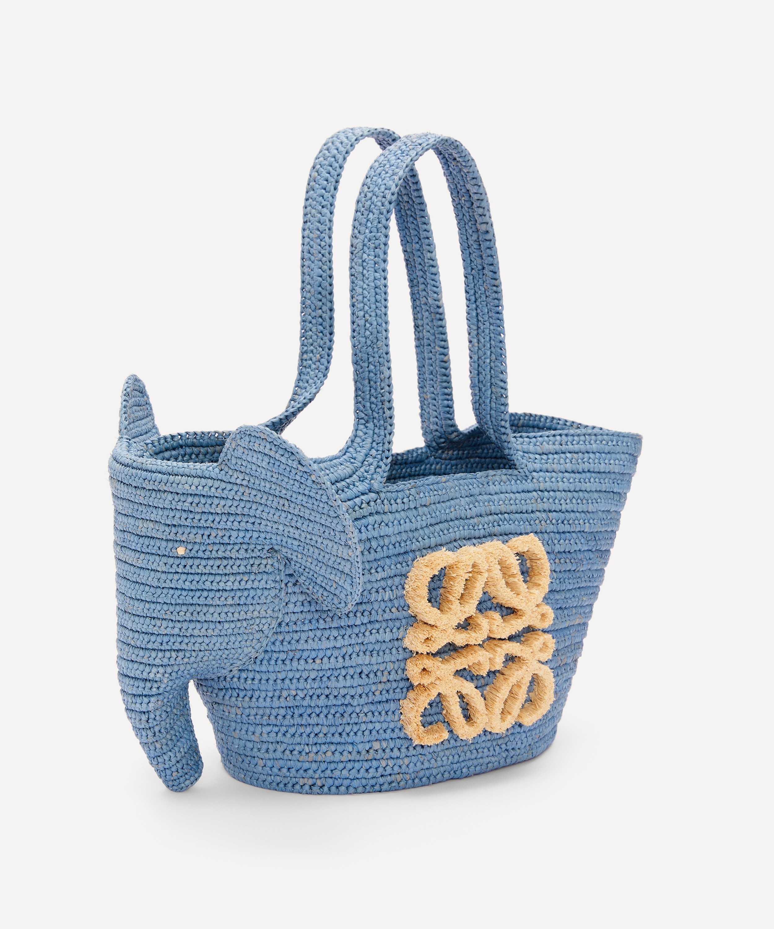Loewe Elephant Small Raffia Basket Tote Bag