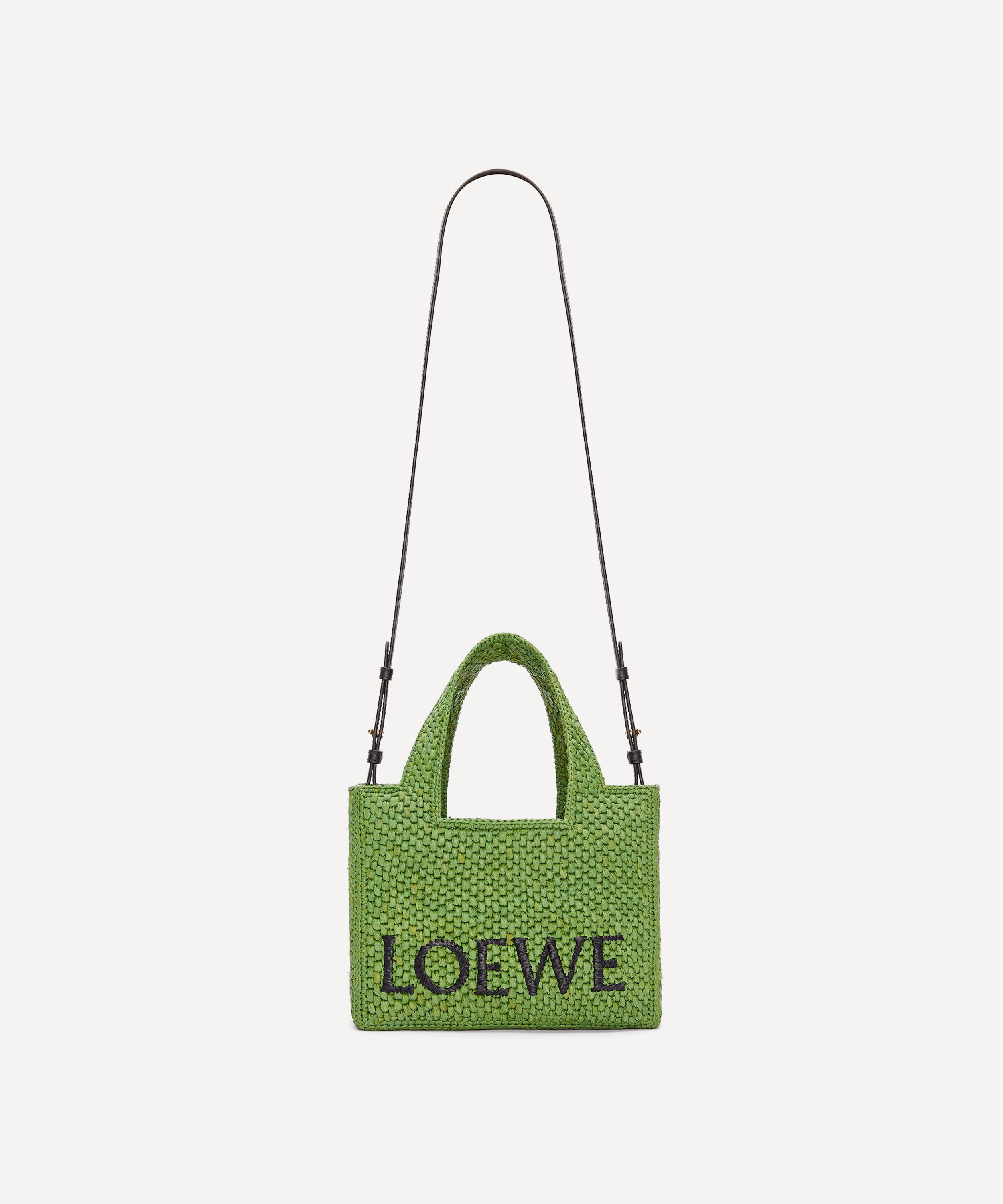 Loewe font raffia tote bag by Loewe