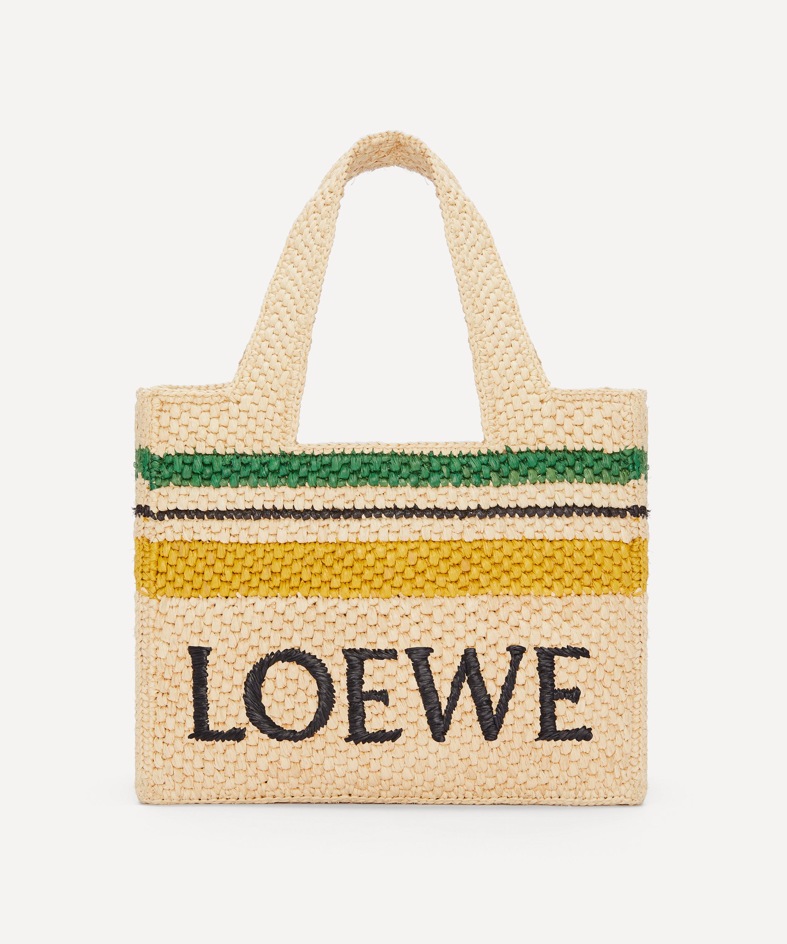 Loewe font raffia tote bag by Loewe