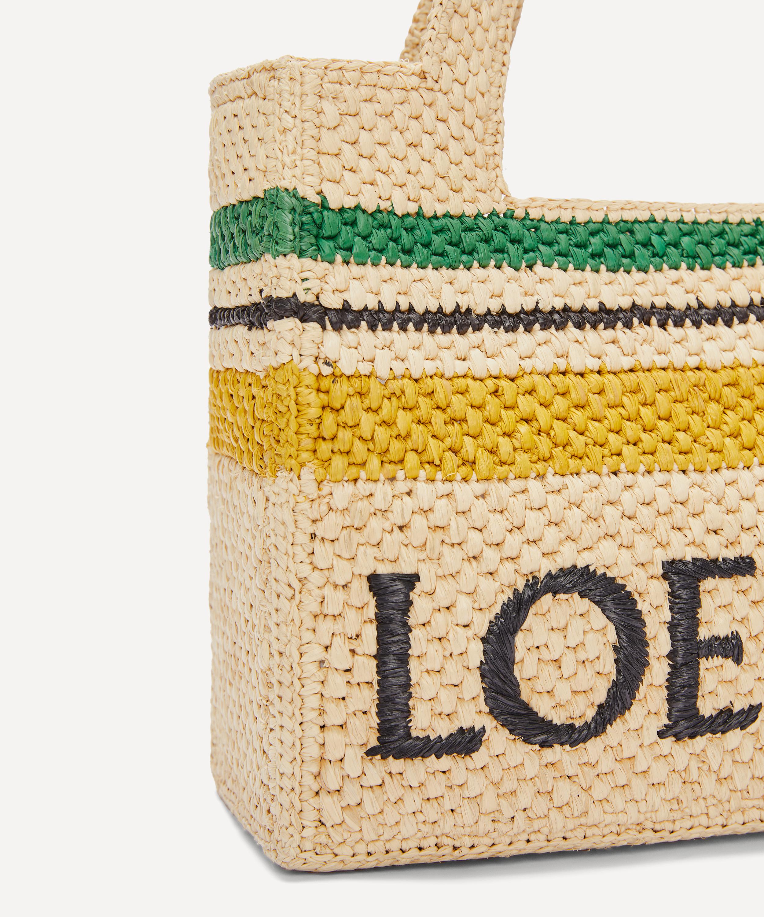 Paulas Ibiza Small Logo Raffia Tote Bag in Yellow - Loewe