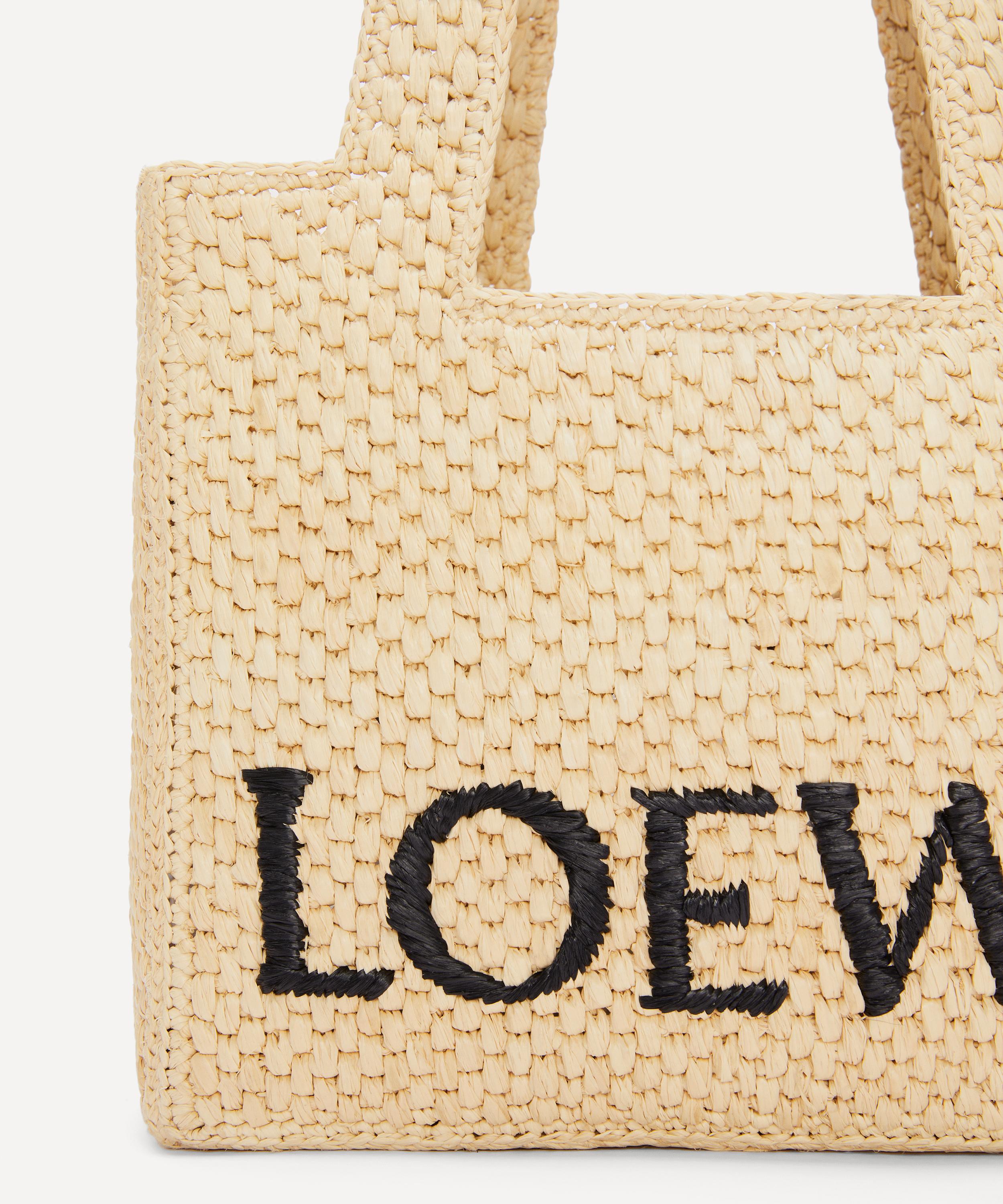 Medium LOEWE Font Tote in raffia