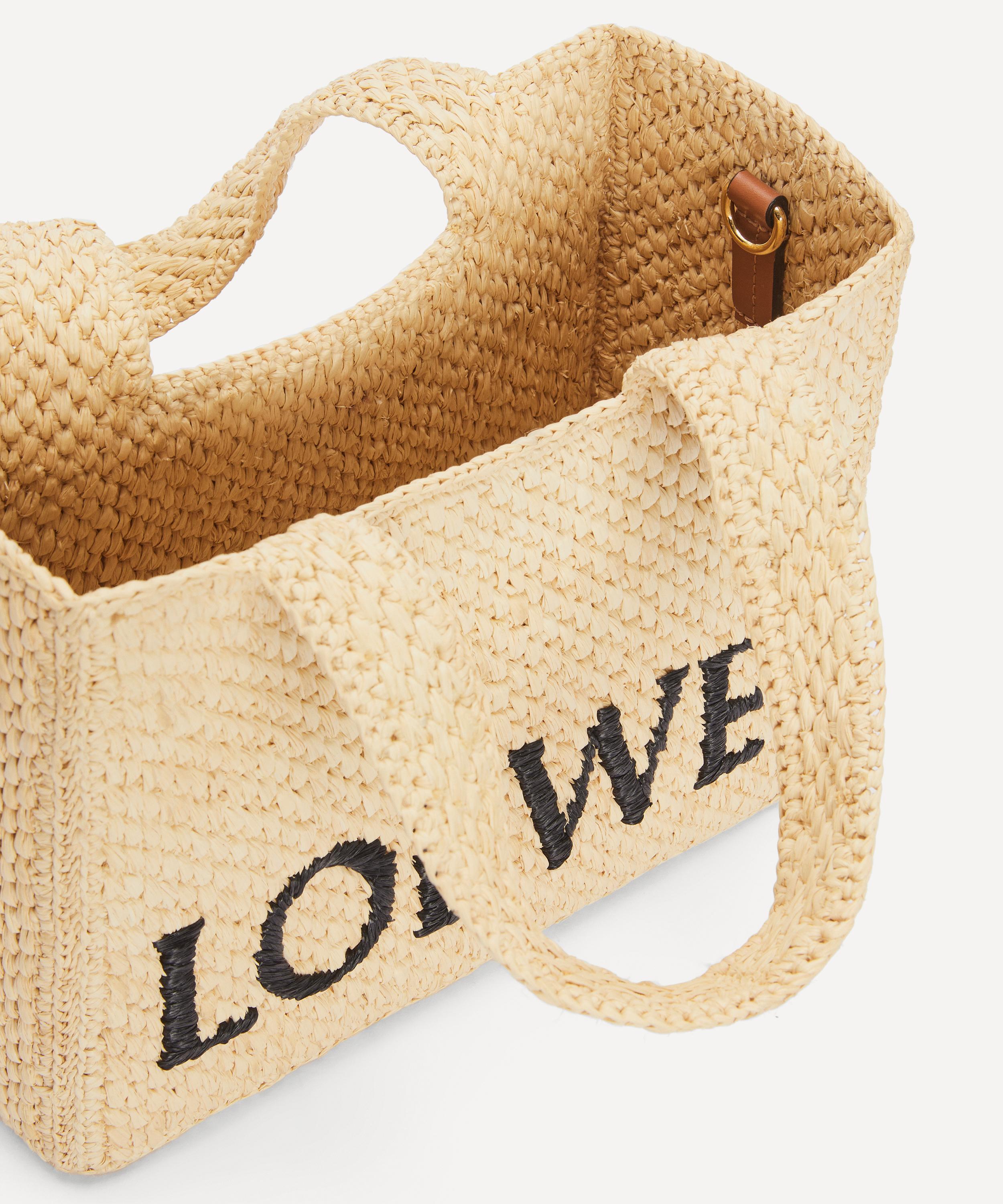 Paulas Ibiza Small Logo Raffia Tote Bag in Yellow - Loewe