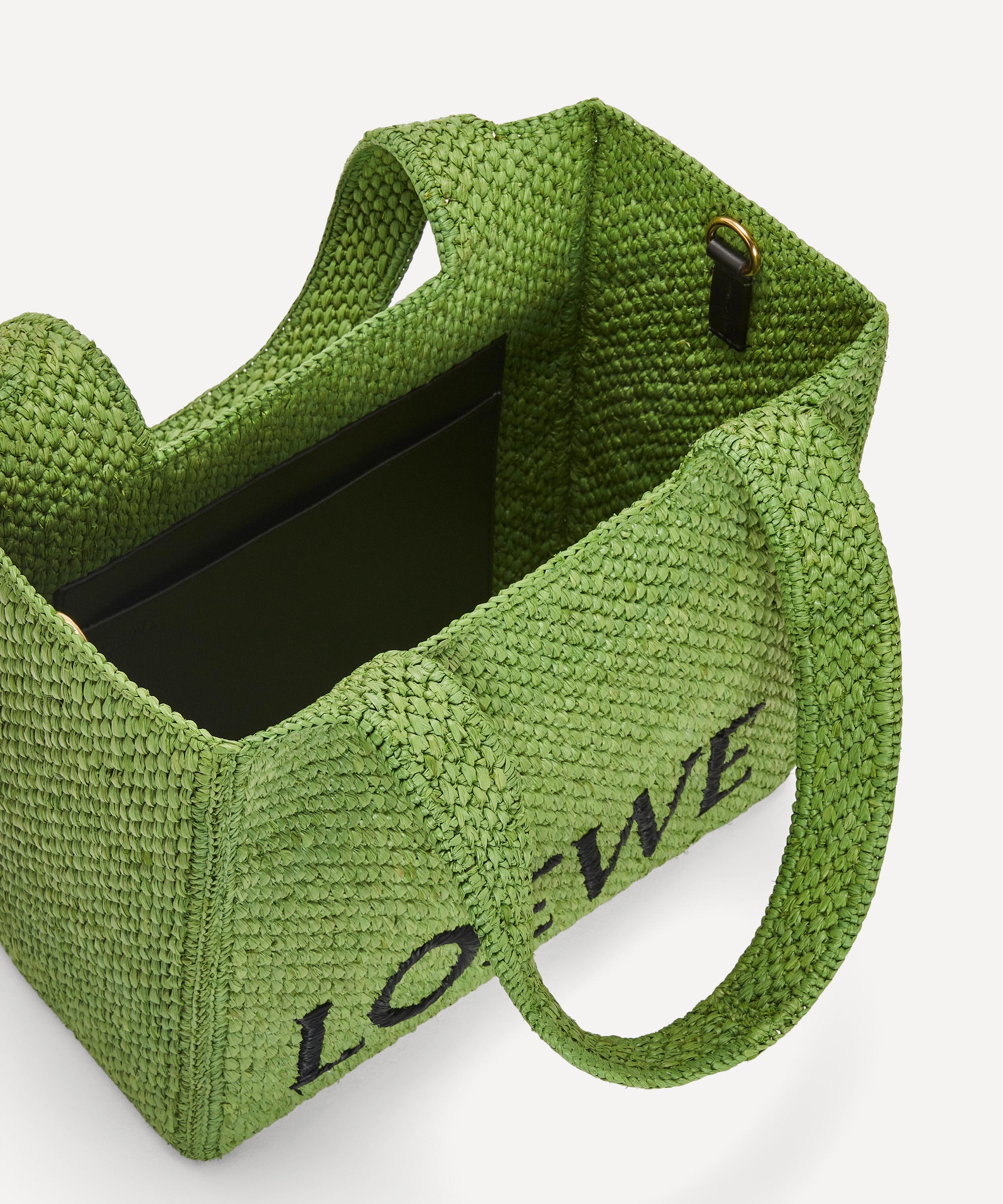 Loewe X Paula's Ibiza Small Raffia Tote Bag in Green