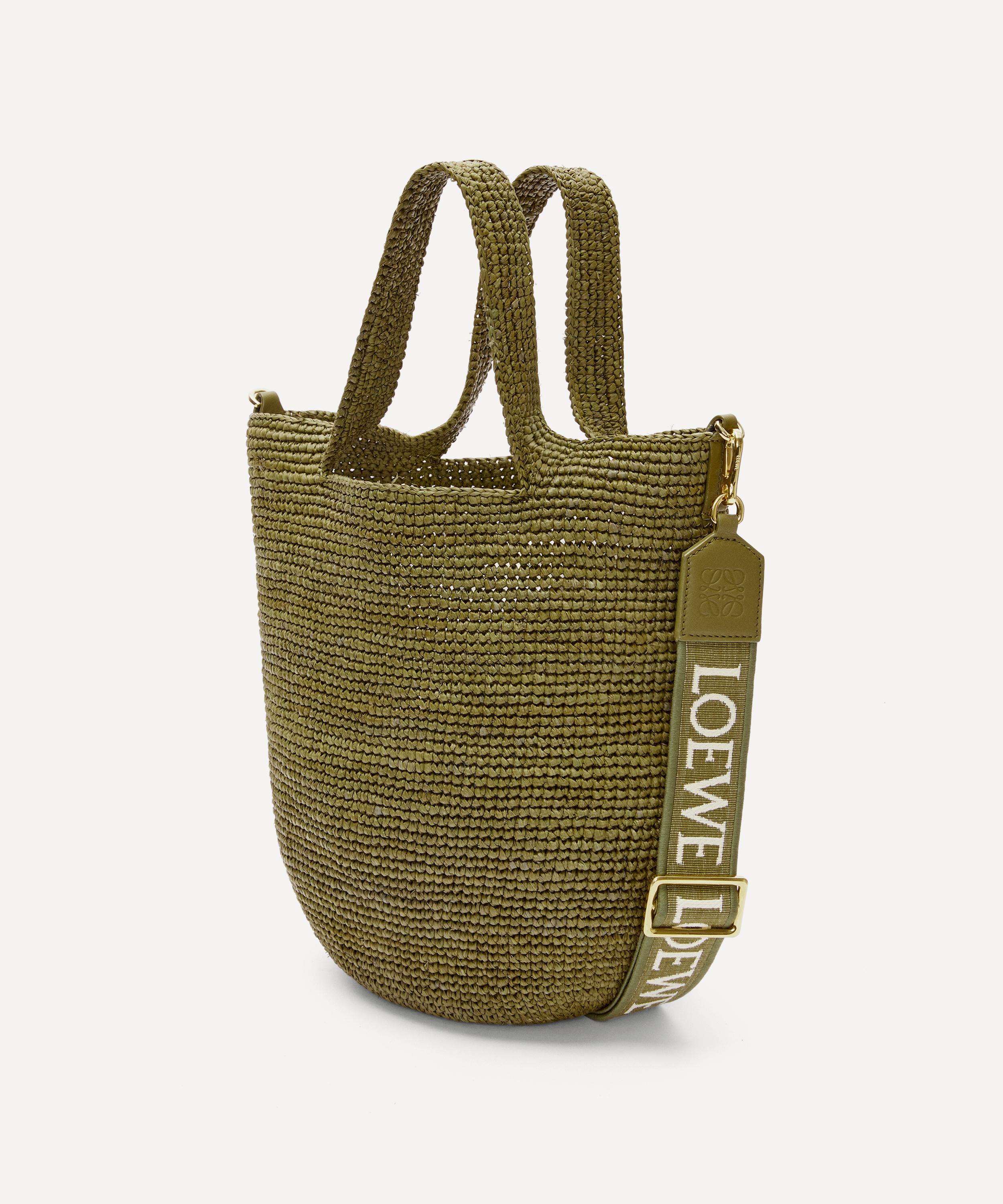 Loewe + Paula's Ibiza Slit Leather-trimmed Woven Raffia Tote