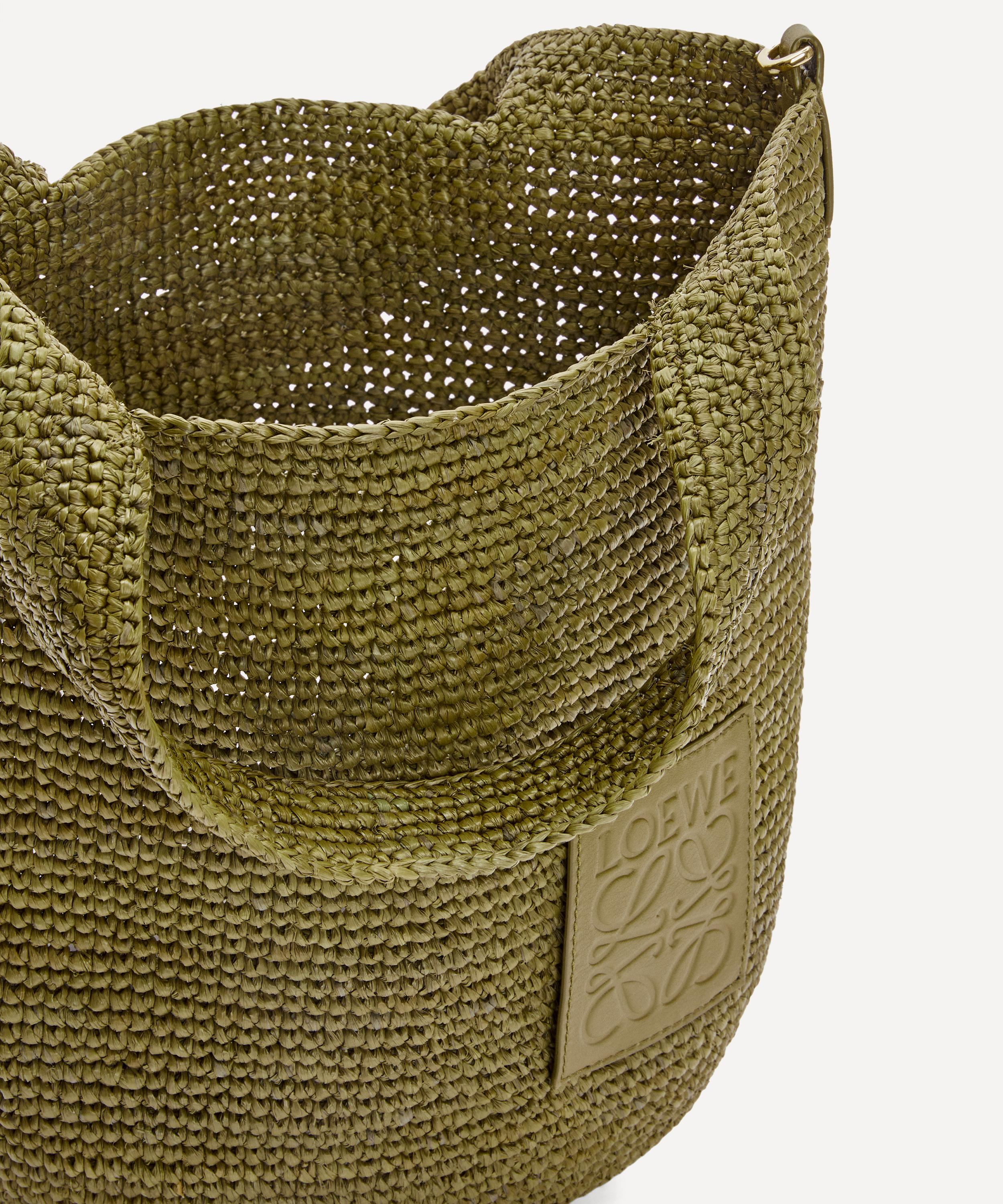 Loewe + Paula's Ibiza Slit Leather-trimmed Woven Raffia Tote