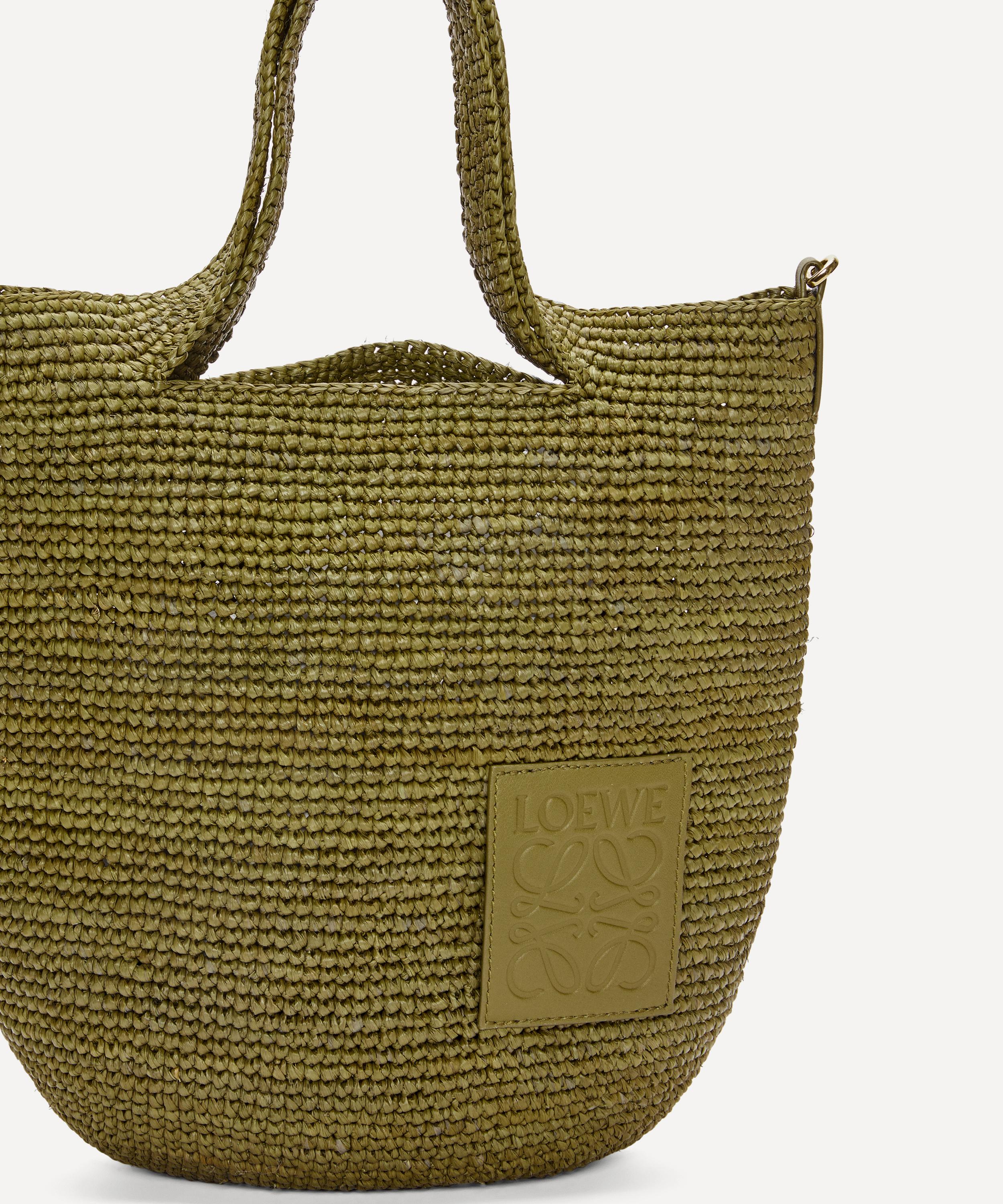 Loewe leather trimmed on sale woven raffia tote