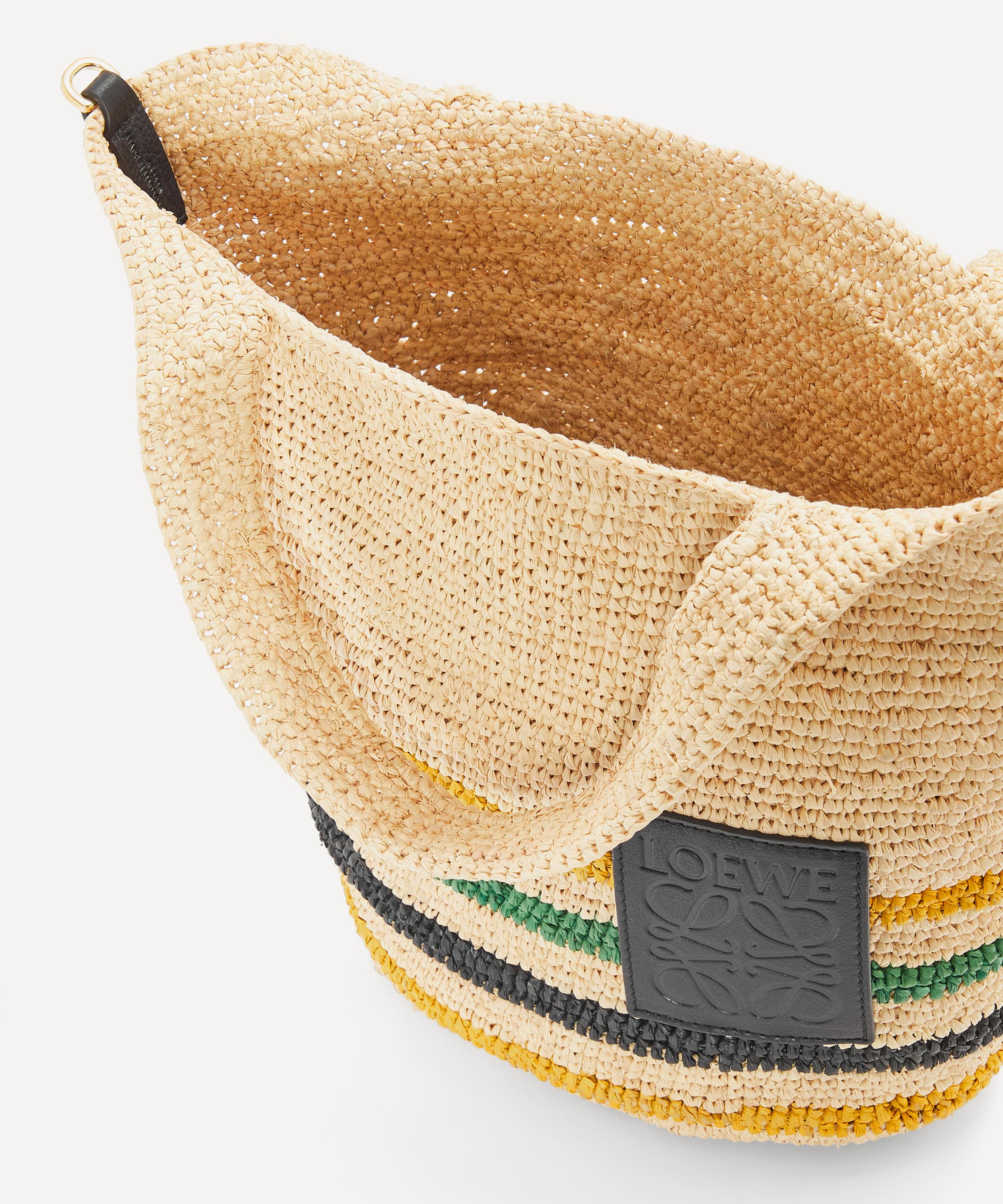 Loewe Paula's Ibiza Slit Mini Raffia Tote Bag in Metallic