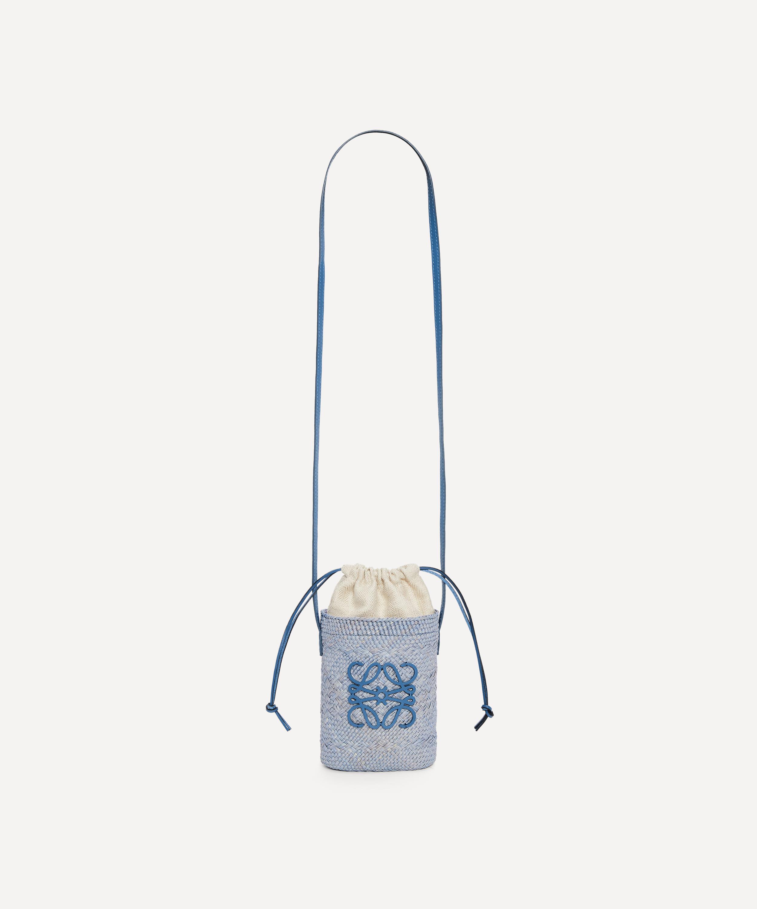 Loewe Cylinder Pocket Mini Raffia Shoulder Bag in Natural