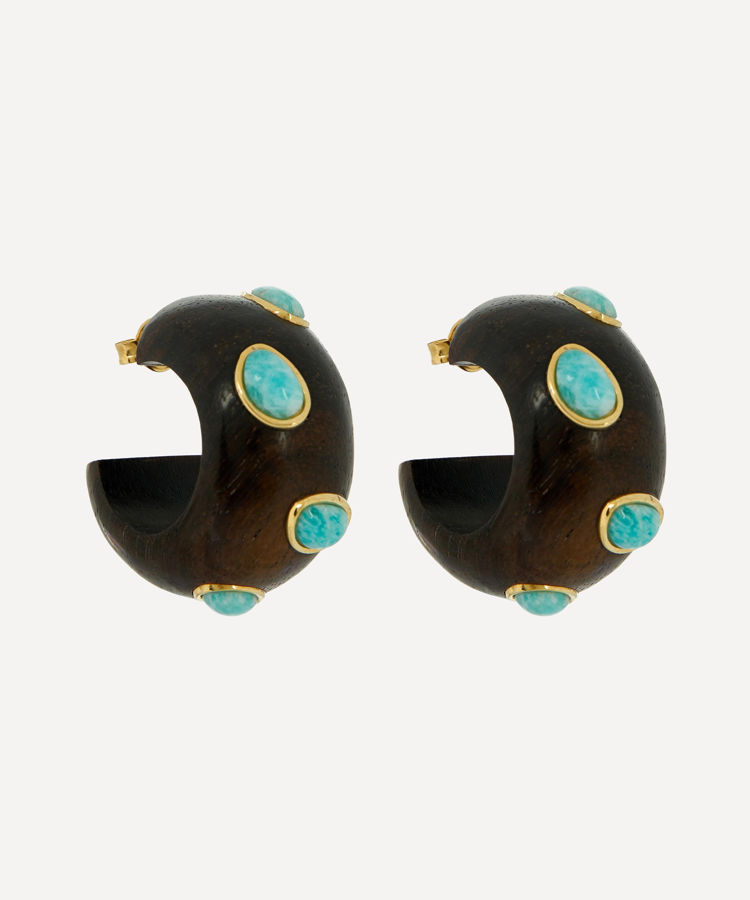 Lizzie Fortunato - Gold-Plated Acacia Amazonite Hoop Earrings