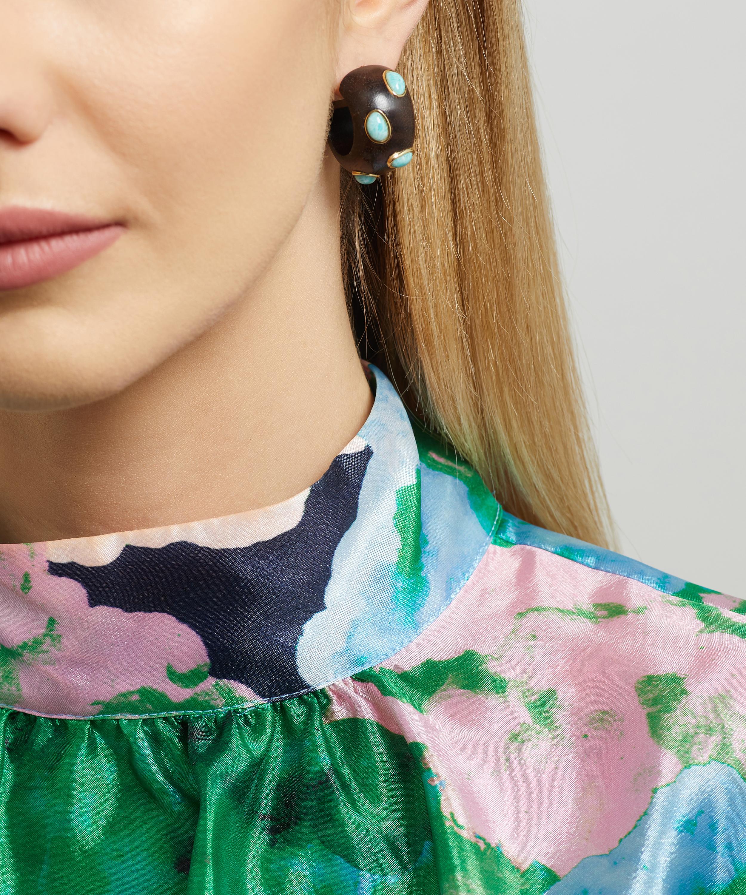 Lizzie Fortunato - Gold-Plated Acacia Amazonite Hoop Earrings image number 1