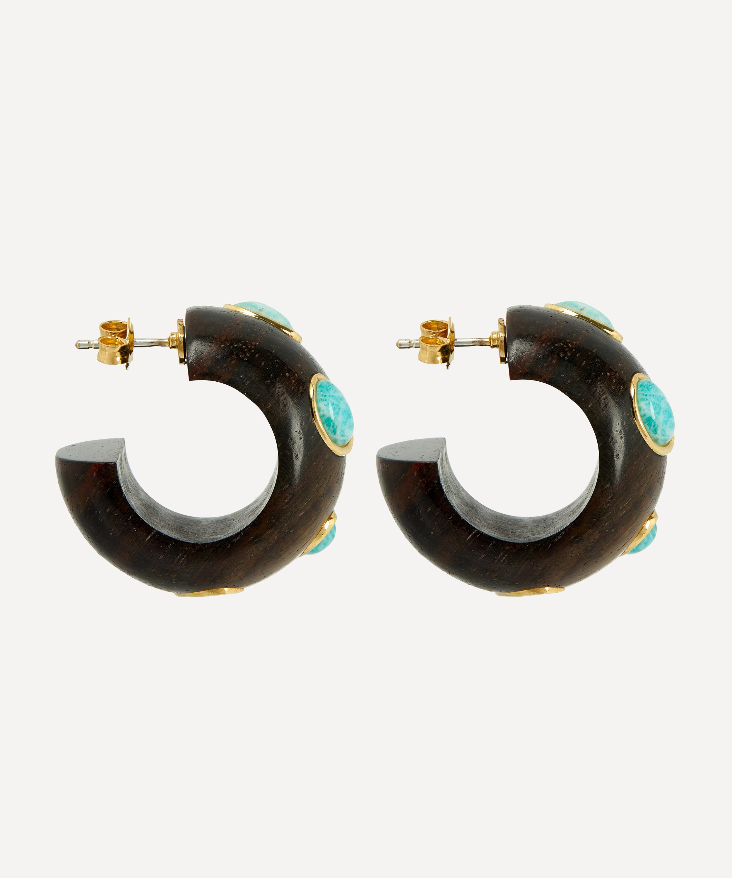 Lizzie Fortunato - Gold-Plated Acacia Amazonite Hoop Earrings image number 2