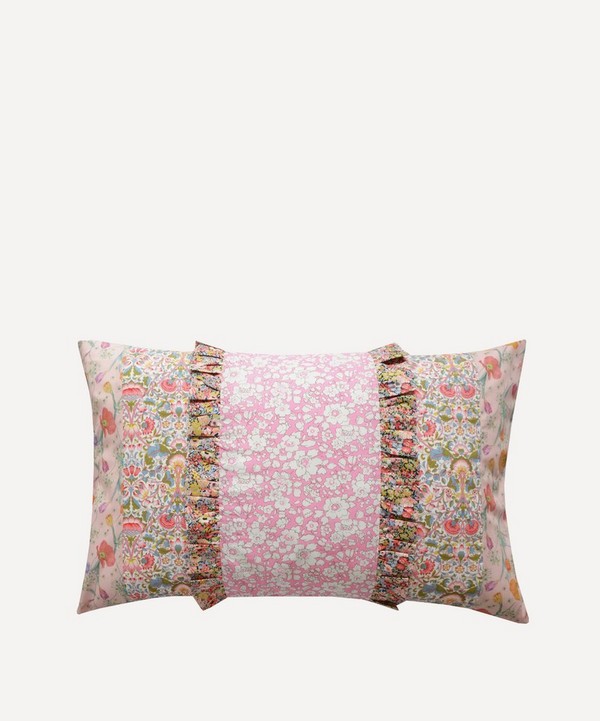 Coco & Wolf - Betsy Boo Bubblegum and Spring Blooms Patchwork Oblong Cushion image number null
