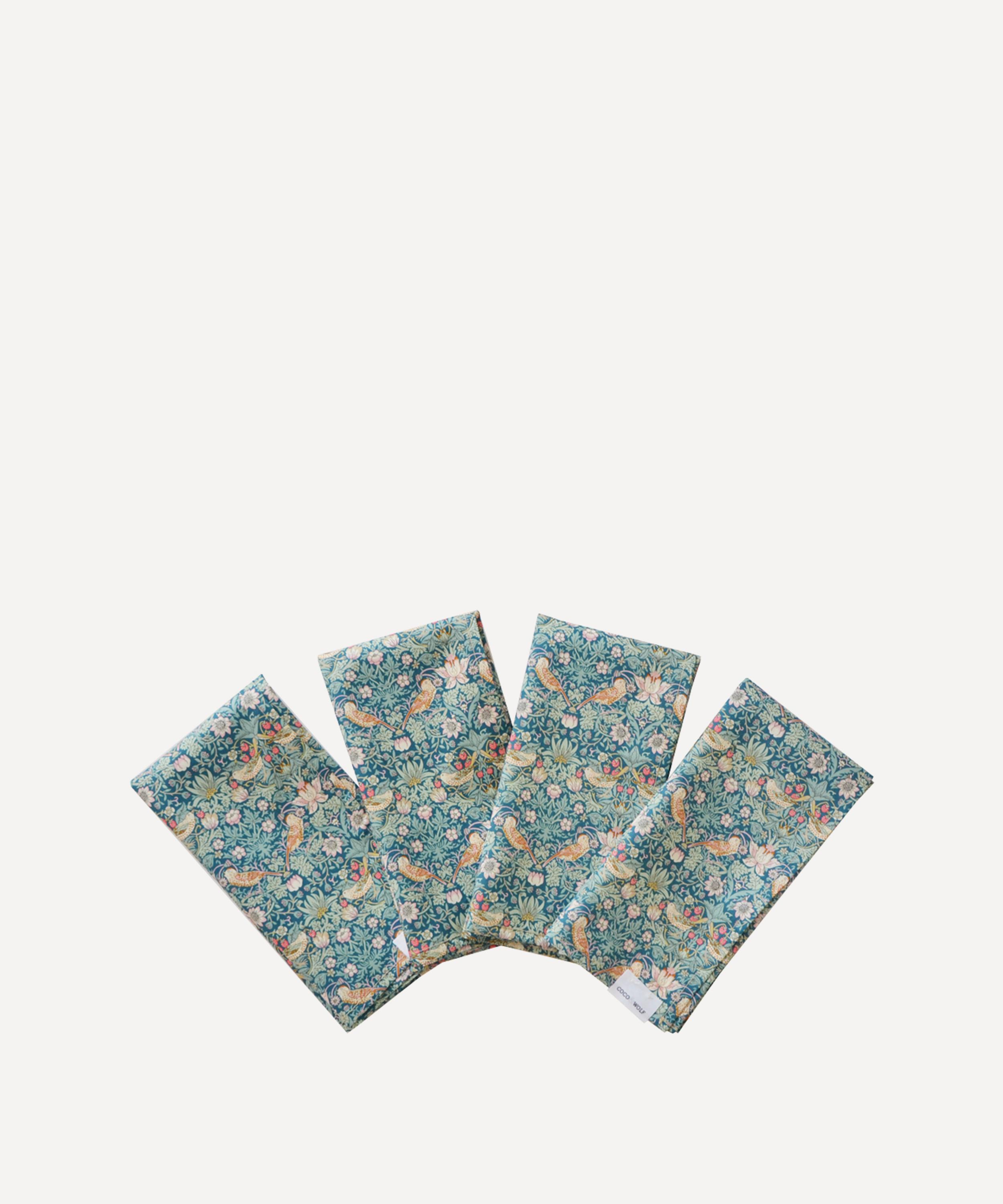 Coco & Wolf - Strawberry Thief and Capel Stitch Edge Napkins Set of Four image number 1