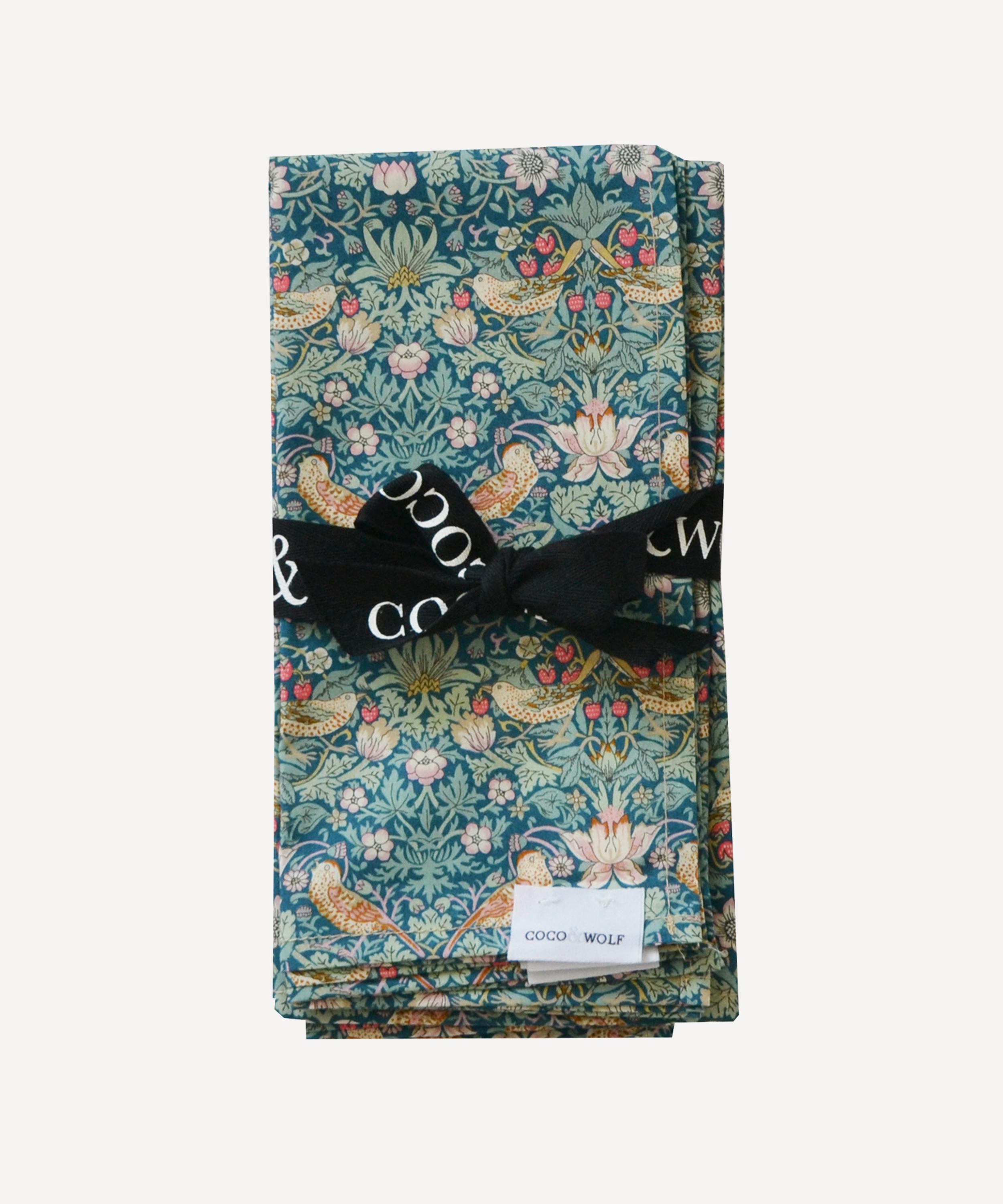 Coco & Wolf - Strawberry Thief and Capel Stitch Edge Napkins Set of Four image number 2