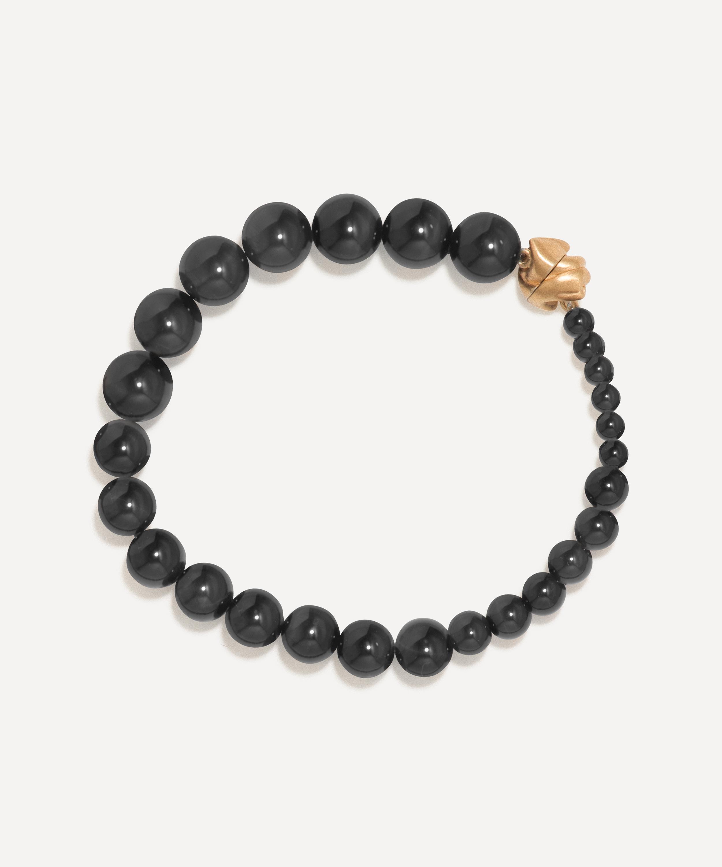 Completedworks - 14ct Gold-Plated Tidelands Black Onyx Bead Bracelet image number 0