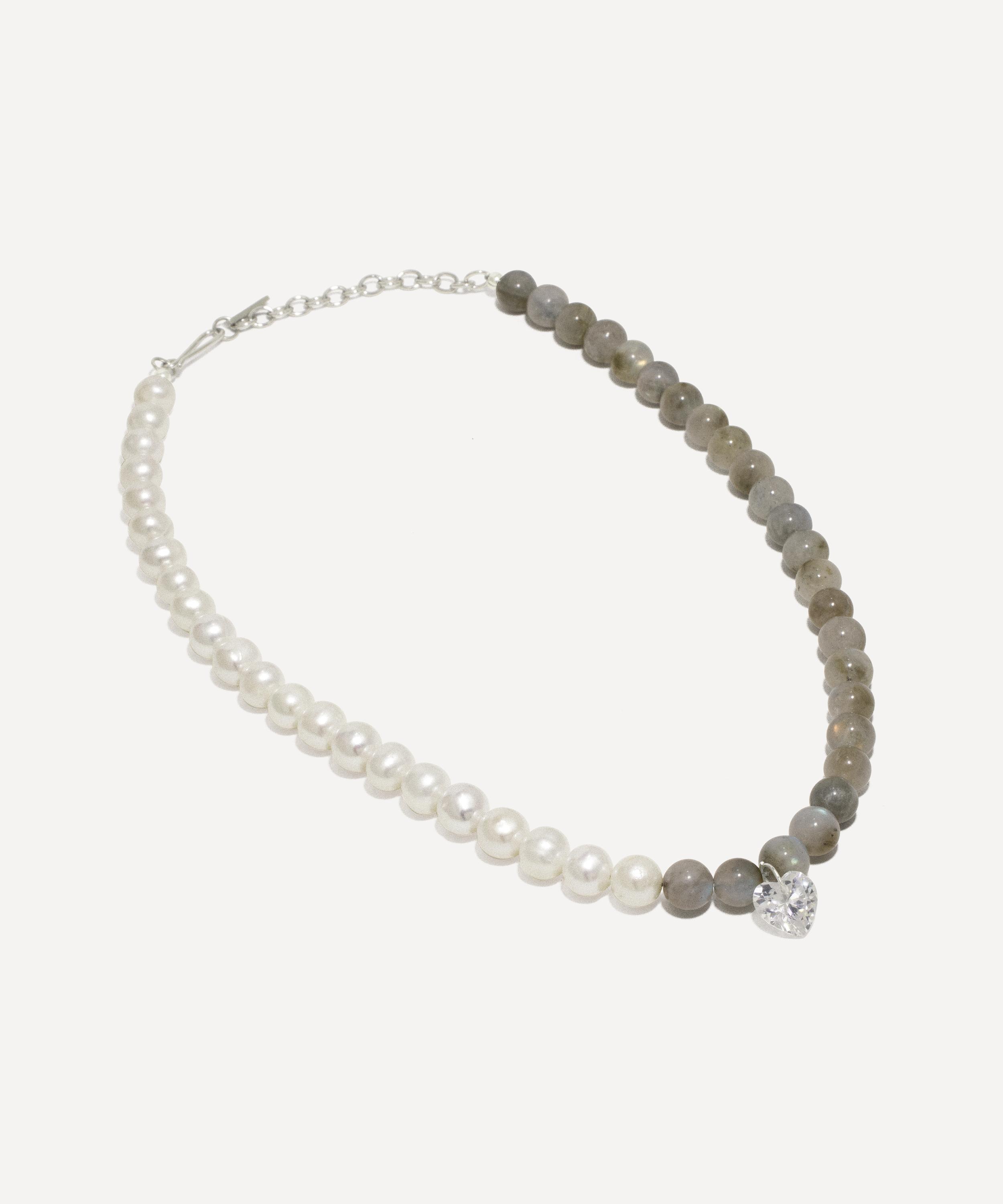 Completedworks - 14ct Gold-Plated Freshwater Pearl and Labradorite Bead Necklace image number 2