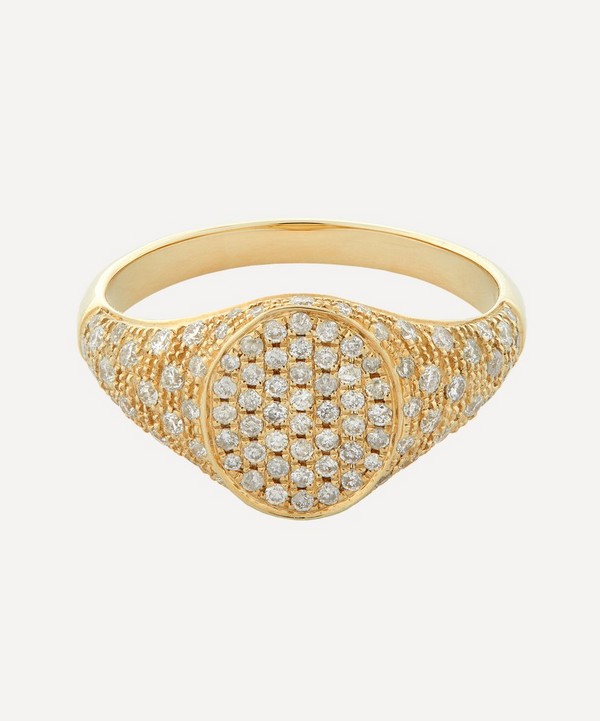 Yvonne Léon - 9ct Gold Mini Chevaliere Ovale Diamond Signet Ring image number null