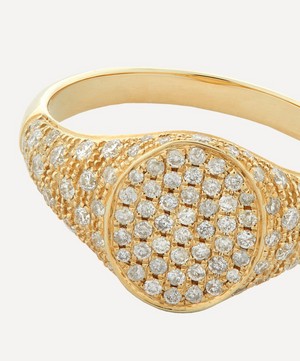 Yvonne Léon - 9ct Gold Mini Chevaliere Ovale Diamond Signet Ring image number 3