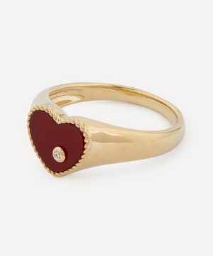 Yvonne Léon - 9ct Gold Baby Chevaliere Cœur Agate Rouge Signet Ring image number 2