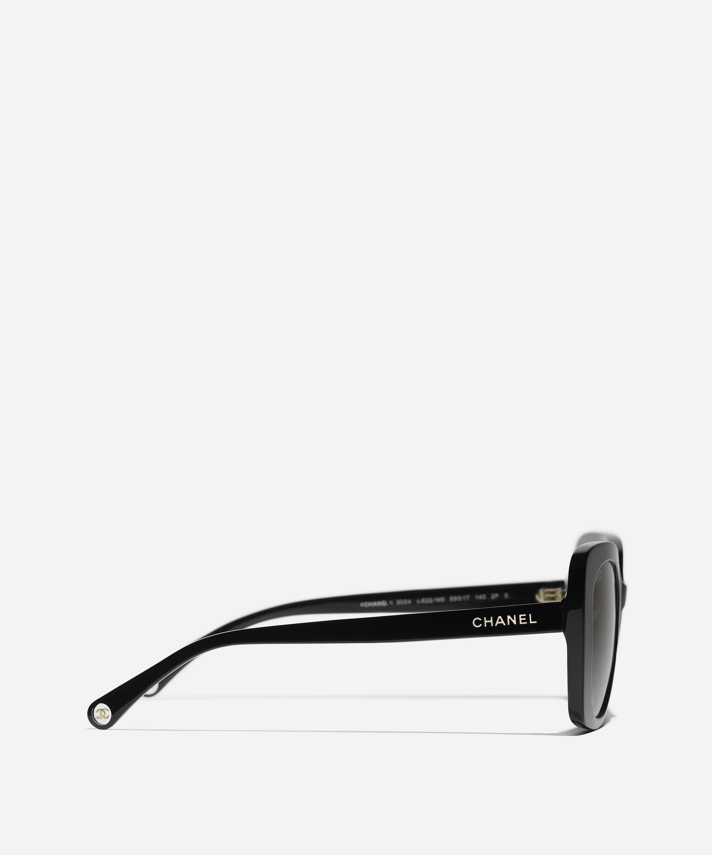 CHANEL BLACK GOLD MIRRORED LOGO SUNGLASSES