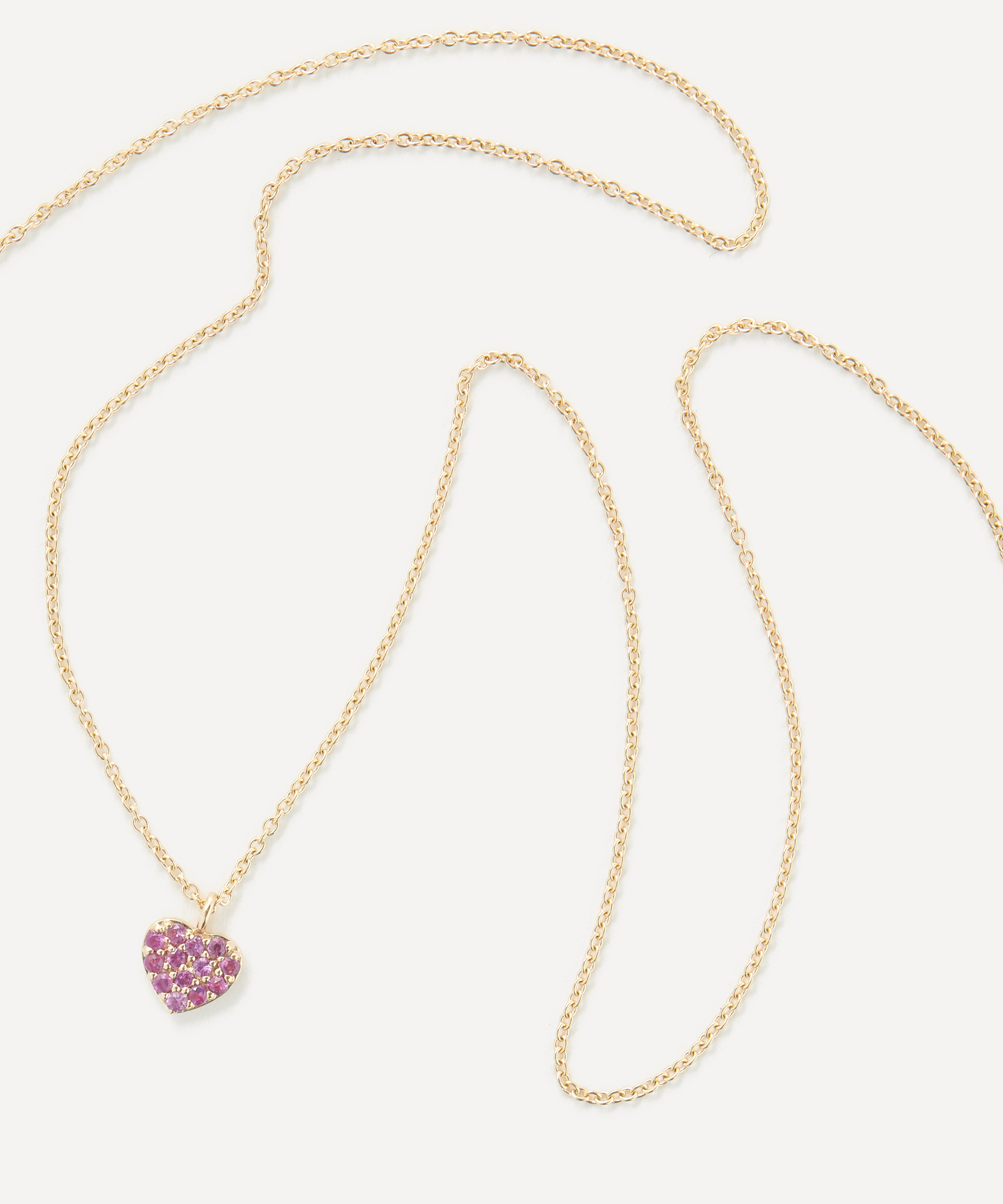 14ct Gold Pink Sapphire Heart Pendant & Chain