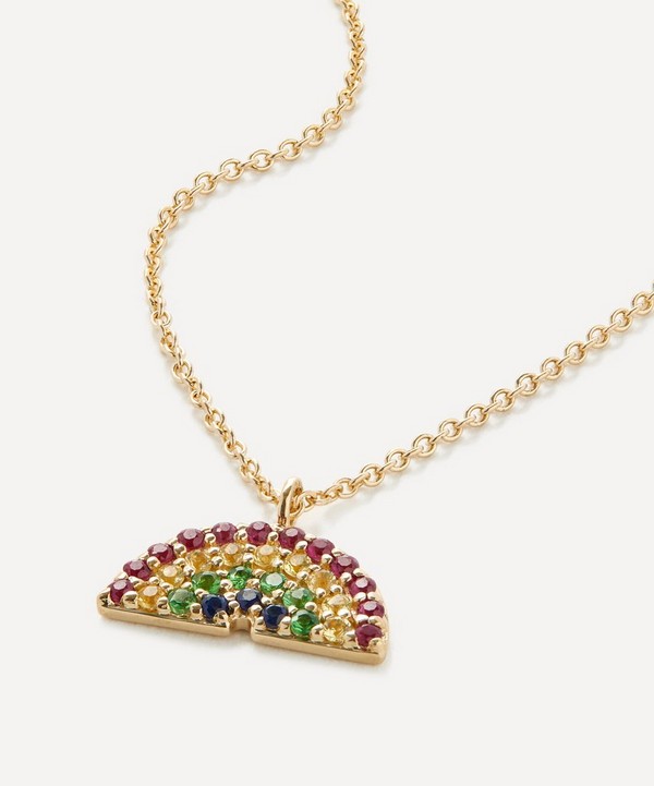 Roxanne First - 14ct Gold Mini Sapphire Rainbow Pendant Necklace image number null