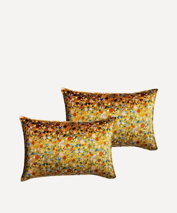 Coco & Wolf - Garden of Adonis Mustard Silk Pillowcases Set of Two