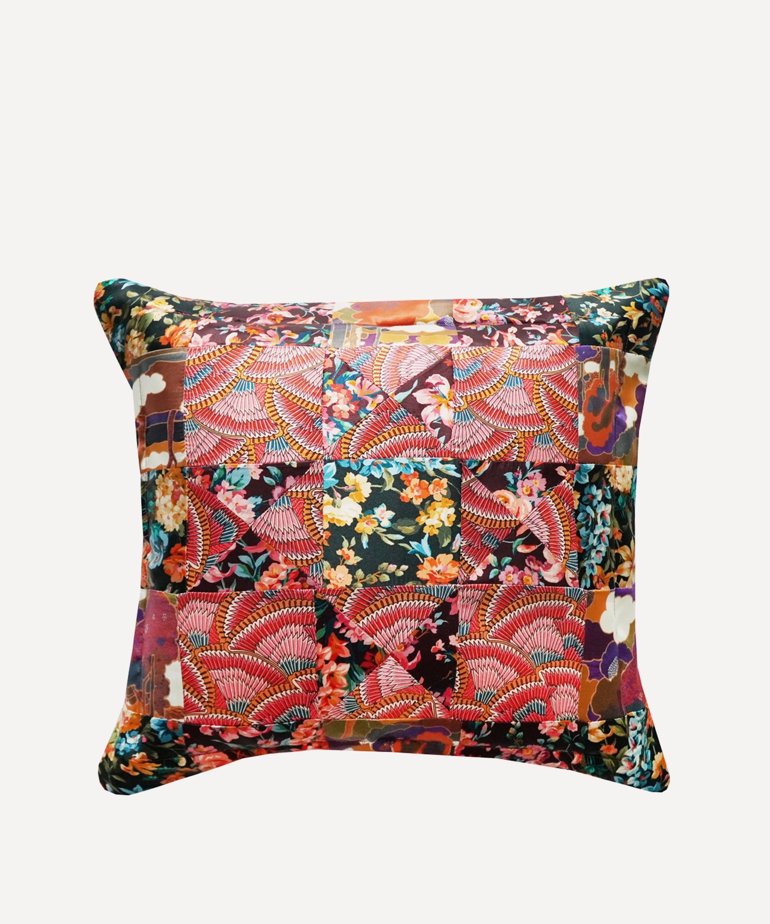 Coco & Wolf - AW23 Patchwork Silk Square Cushion image number 0