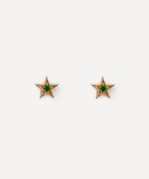 Balint Samad - 9ct Gold Sirius Green Tsavorite Star Stud Earrings image number 0