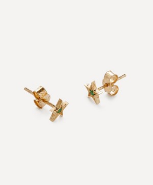 Balint Samad - 9ct Gold Sirius Green Tsavorite Star Stud Earrings image number 1