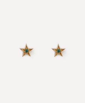 Balint Samad - 9ct Gold Sirius Blue Sapphire Star Stud Earrings image number 0
