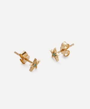 Balint Samad - 9ct Gold Sirius Blue Sapphire Star Stud Earrings image number 1