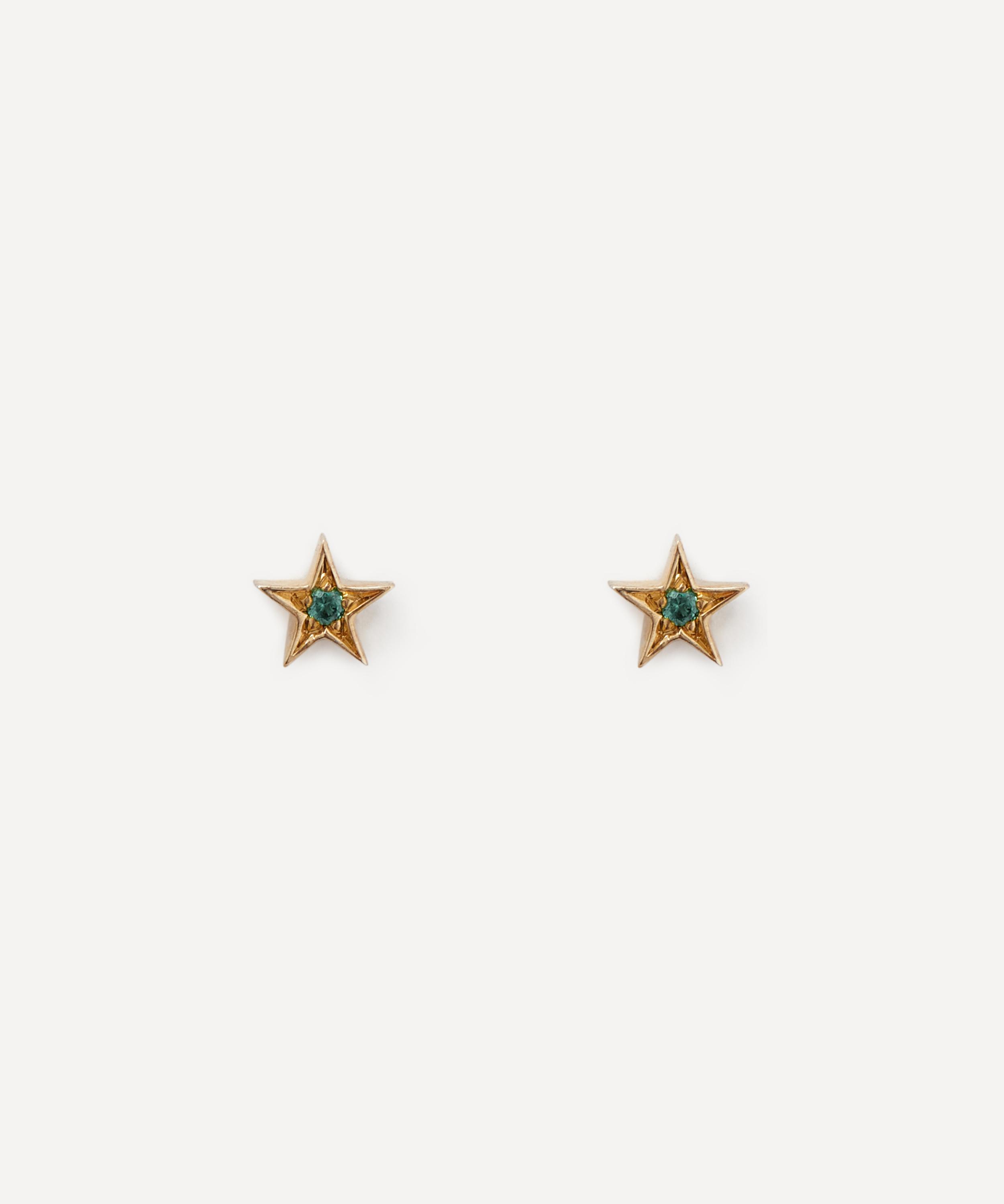 Balint Samad - 9ct Gold Altair Tsavorite Star Stud Earrings image number 