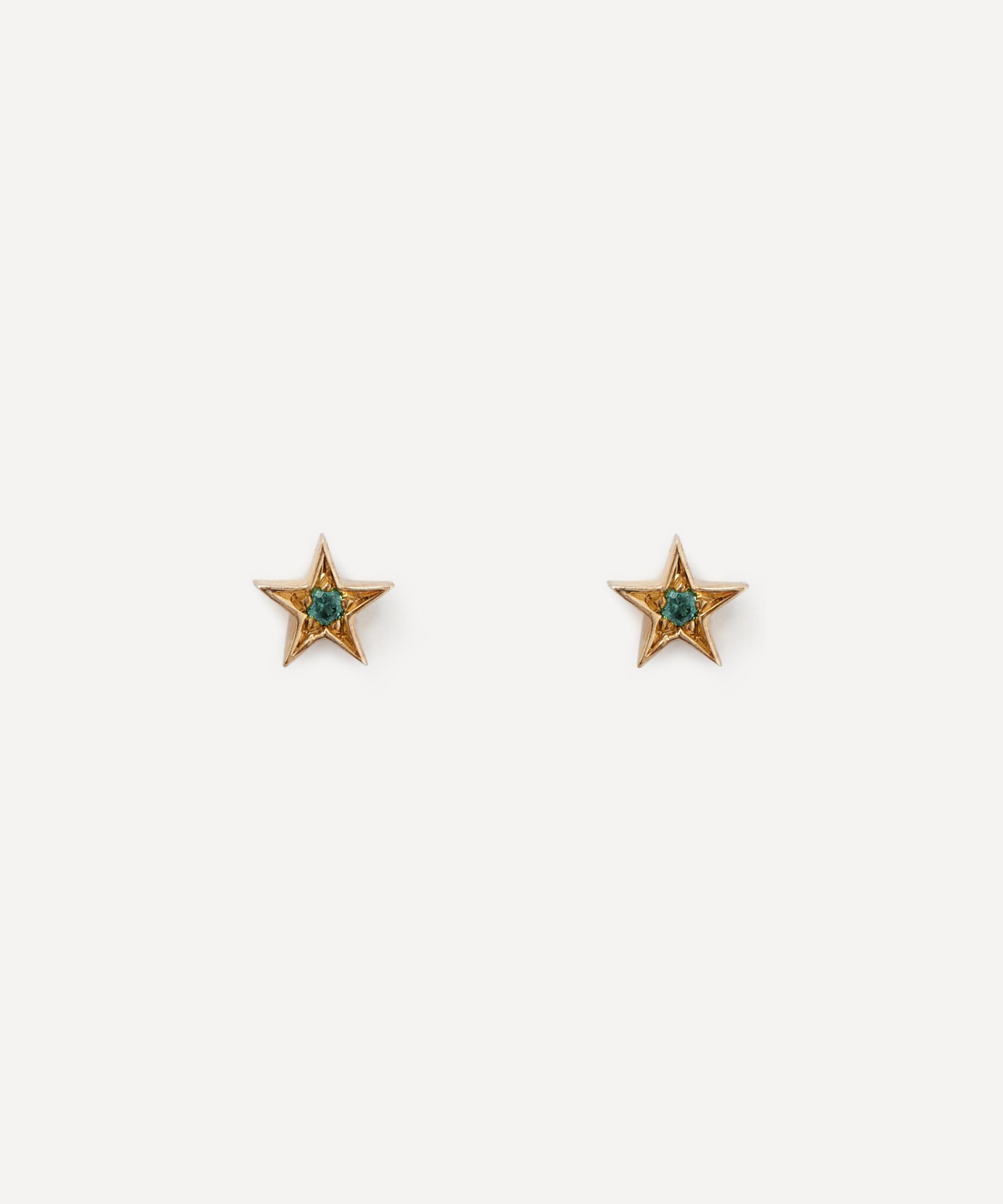 Balint Samad - 9ct Gold Altair Tsavorite Star Stud Earrings image number 0