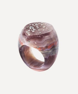 Jacqueline Cullen - Celestial Amethyst Lace Agate Large Signet Ring image number 1
