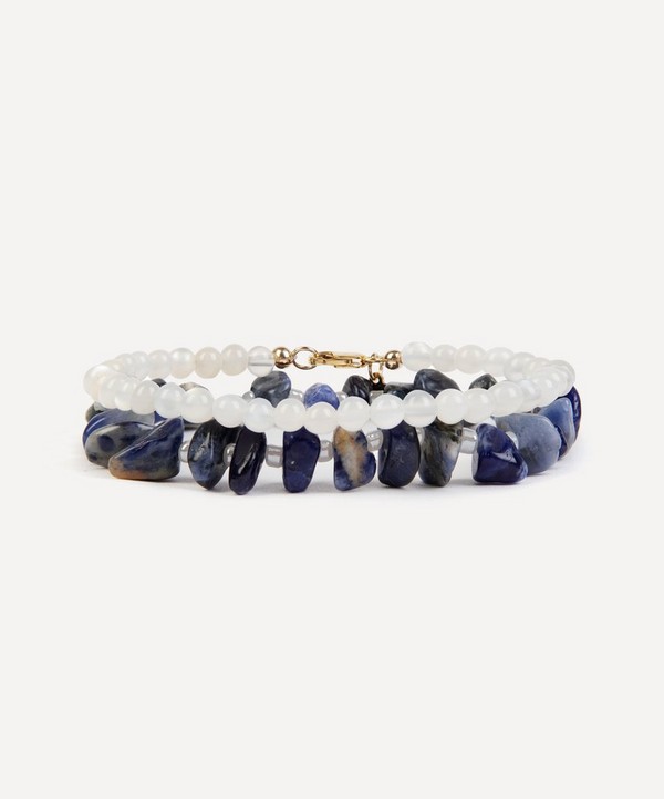 TBalance Crystals - Storm Sodalite and Moonstone Healing Bracelet Stack image number null