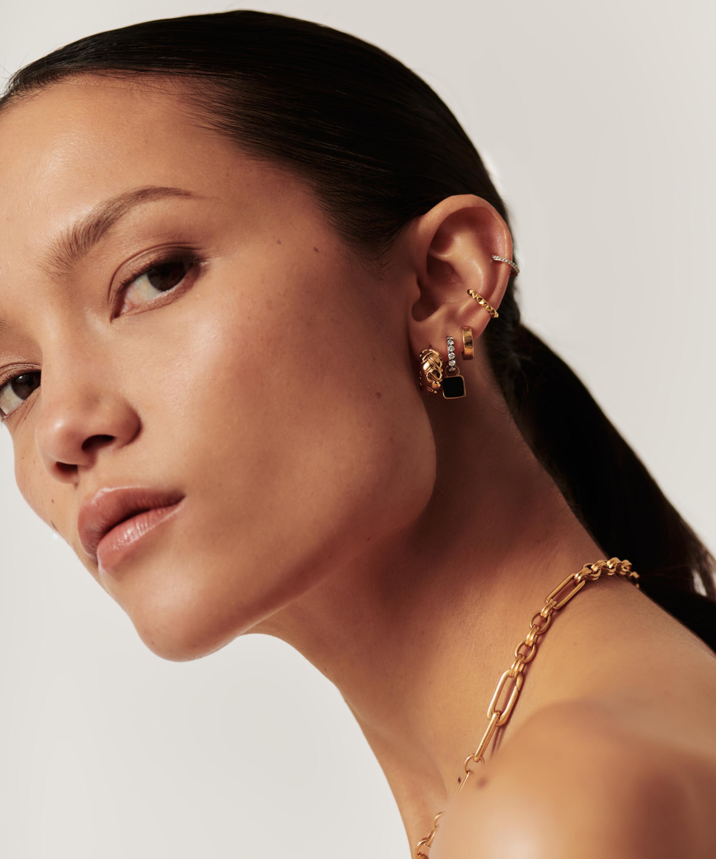 Missoma - X Lucy Williams 18ct Gold-Plated Vermeil Silver Waffle Mini Hoop Earrings image number 1