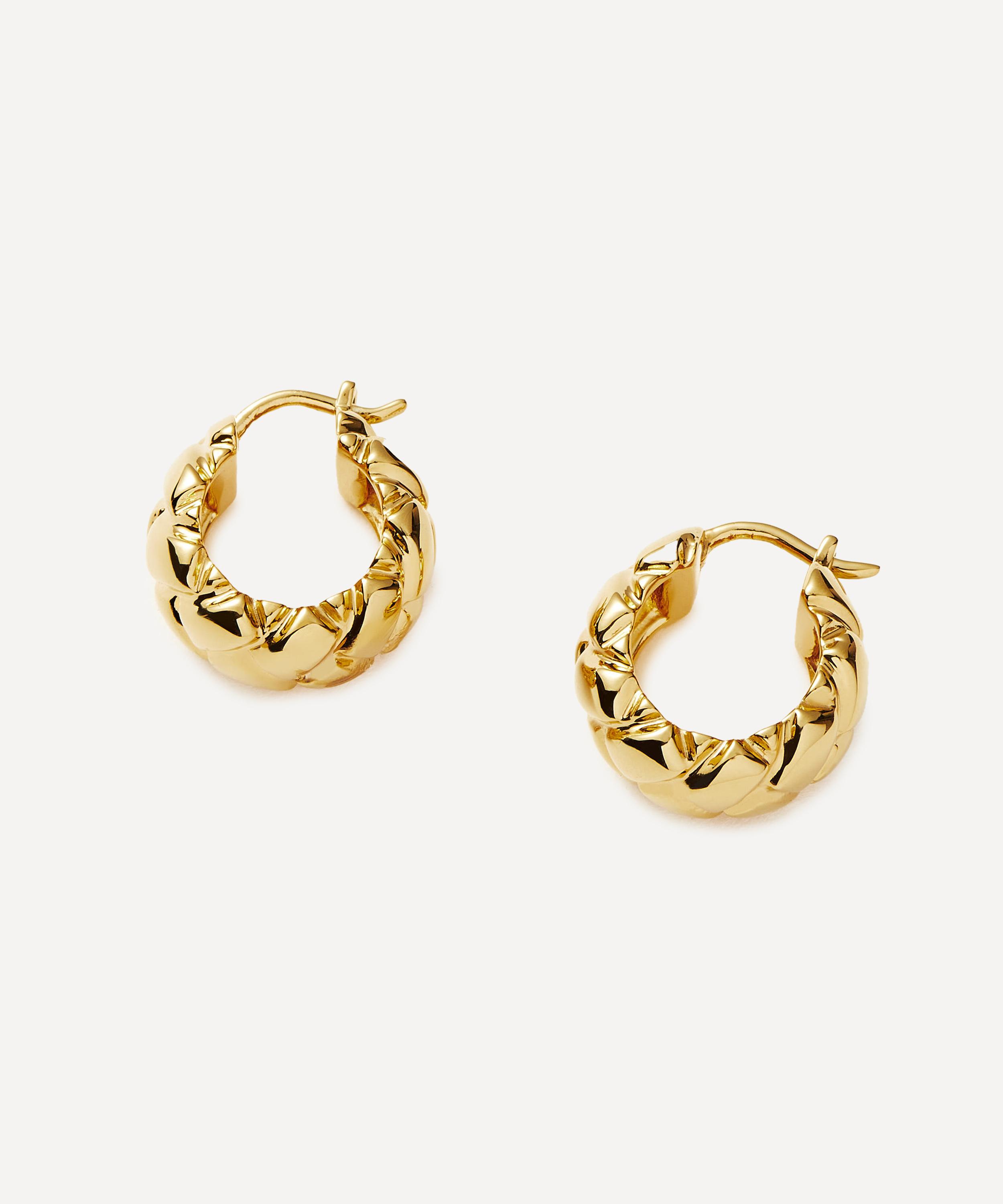 Missoma - X Lucy Williams 18ct Gold-Plated Vermeil Silver Waffle Mini Hoop Earrings image number 2