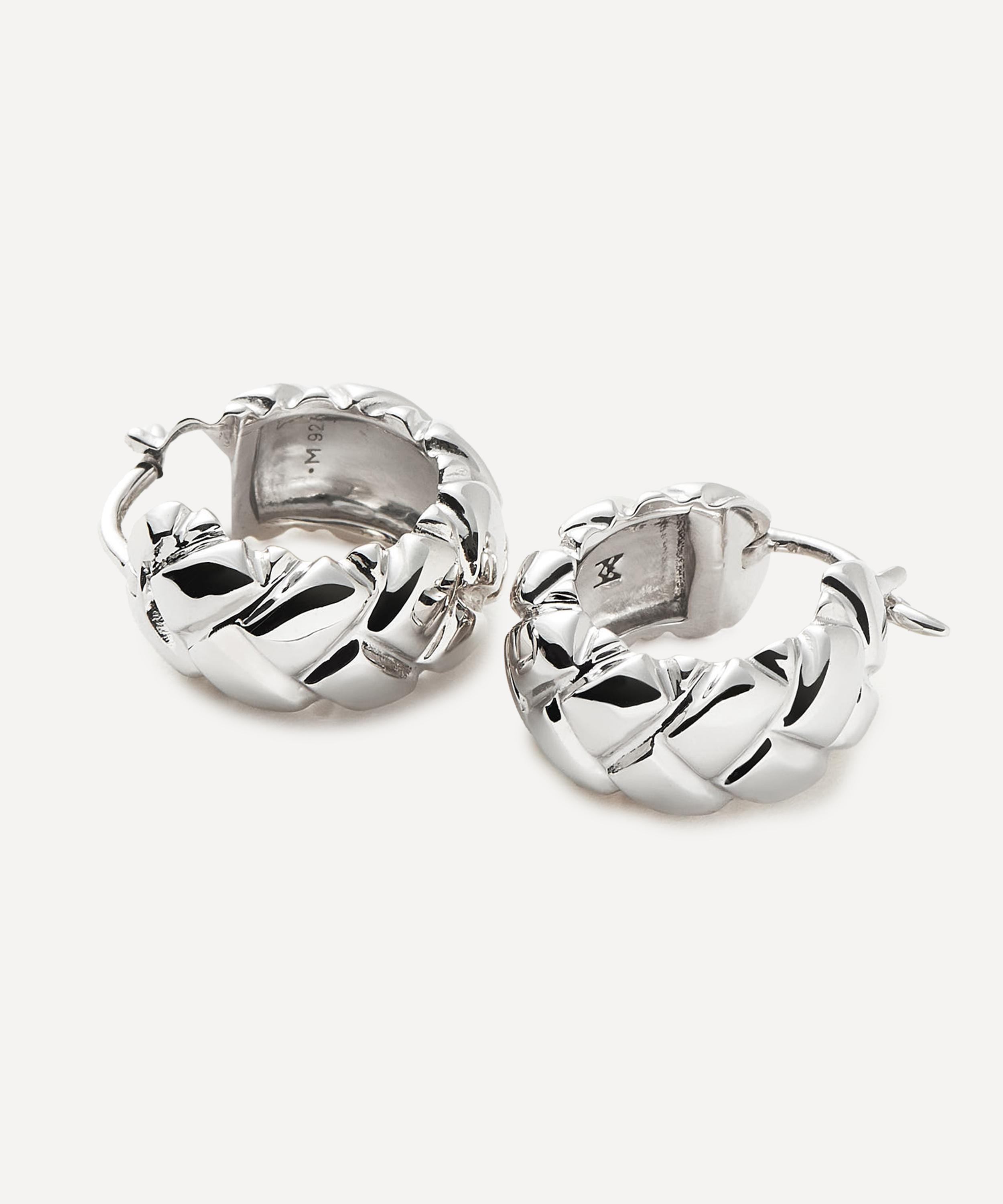 Missoma - X Lucy Williams Sterling Silver Waffle Mini Hoop Earrings image number 2