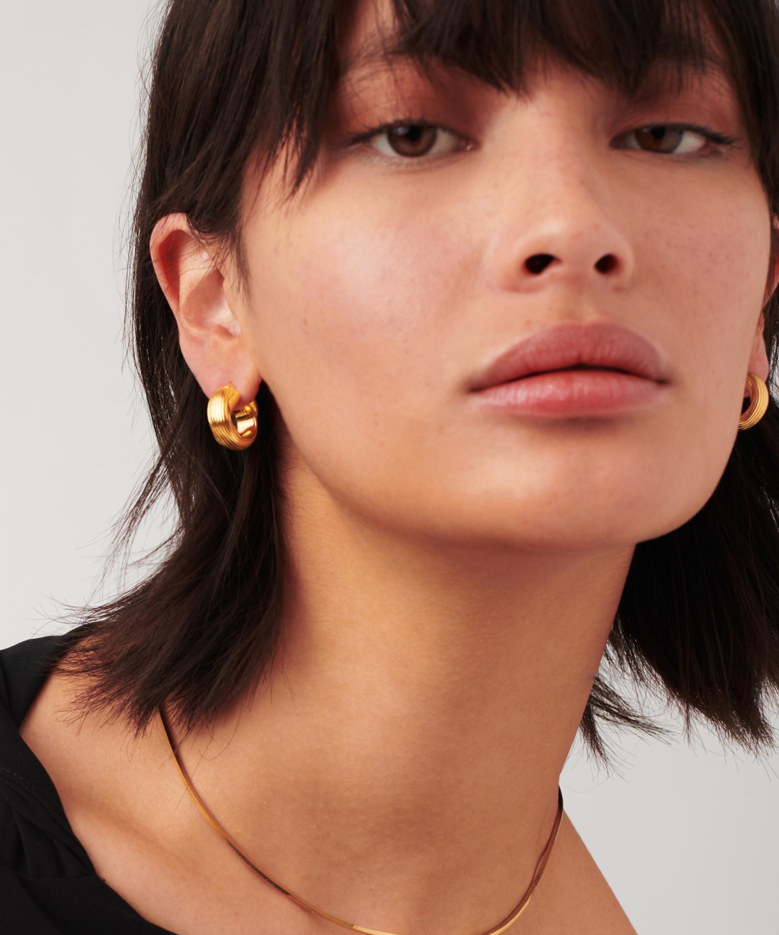 Missoma - 18ct Gold-Plated Chunky Entwine Ridge Small Hoop Earrings image number 1