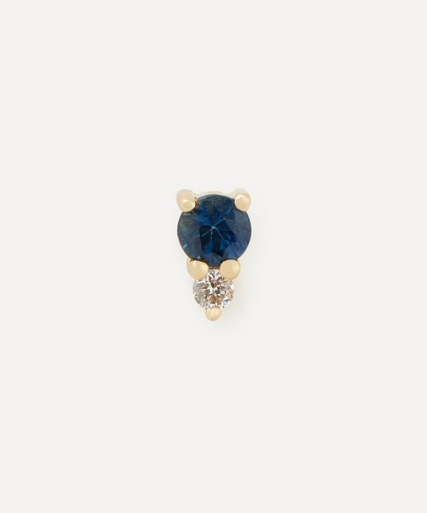 AURUM + GREY - 9ct Gold Diamond and Sapphire Dot Stud Earring