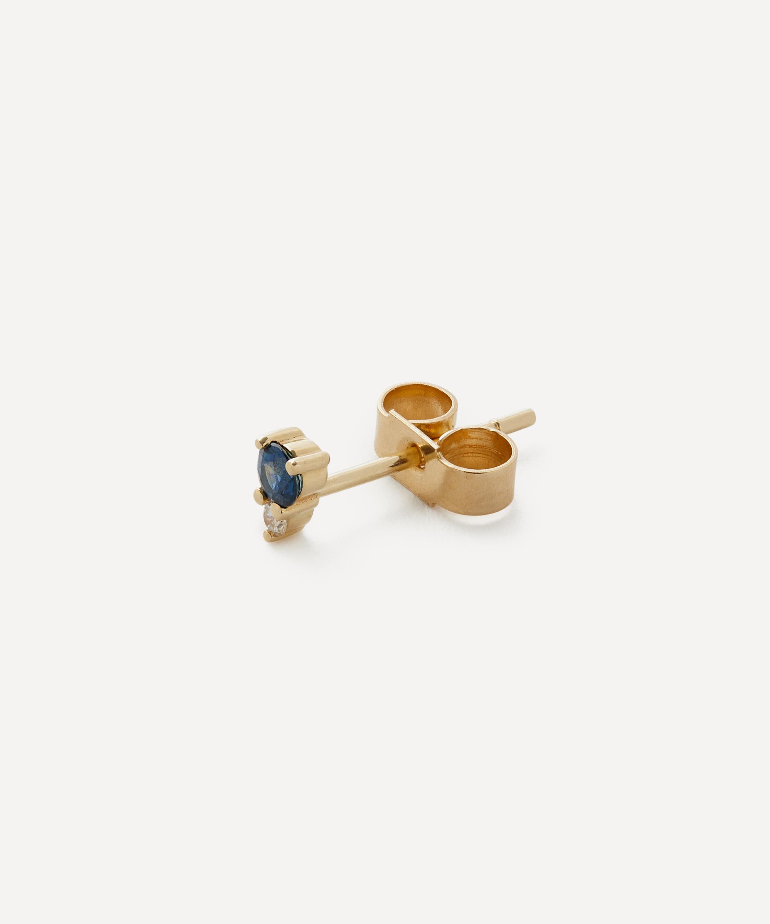AURUM + GREY - 9ct Gold Diamond and Sapphire Dot Stud Earring image number 1
