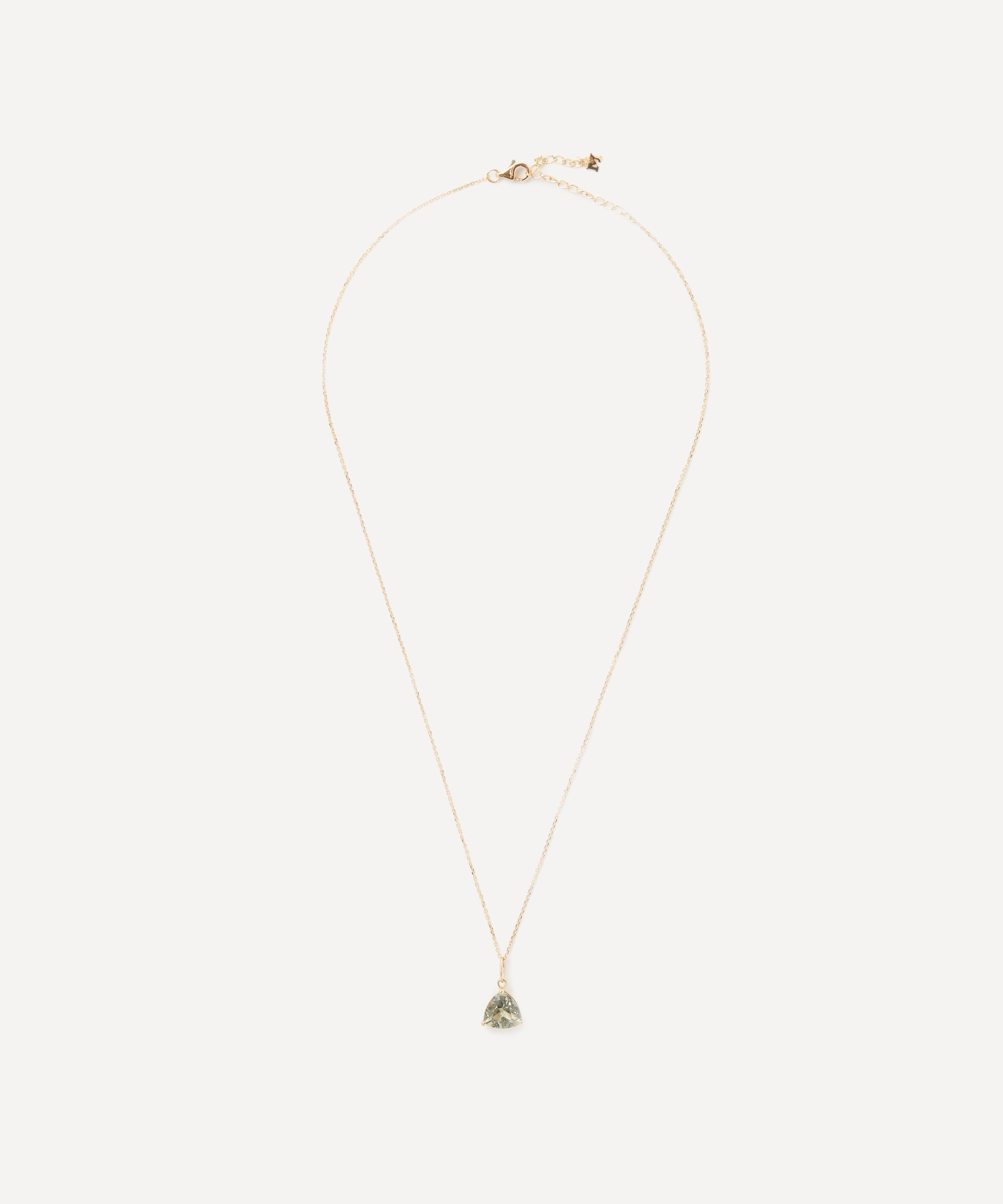 Mateo - 14ct Gold Green Amethyst Trillion Pendant Necklace image number 1